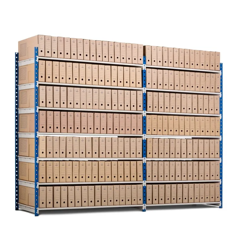 Aktenregal MAXIMUS Doppelseitig | Anbauregal | HxBxT 200x125x68cm | 5 Ebenen | offener Fachboden | Fachlast 182kg | bis zu 150 Archivordnern | Lichtblau/Lichtgrau