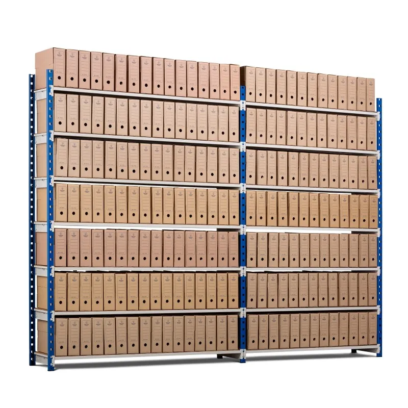 Aktenregal MAXIMUS Einseitig | Grundregal | HxBxT 200x100x34cm | 5 Ebenen | offener Fachboden | Fachlast 136kg | bis zu 60 Archivordnern | Lichtblau/Lichtgrau