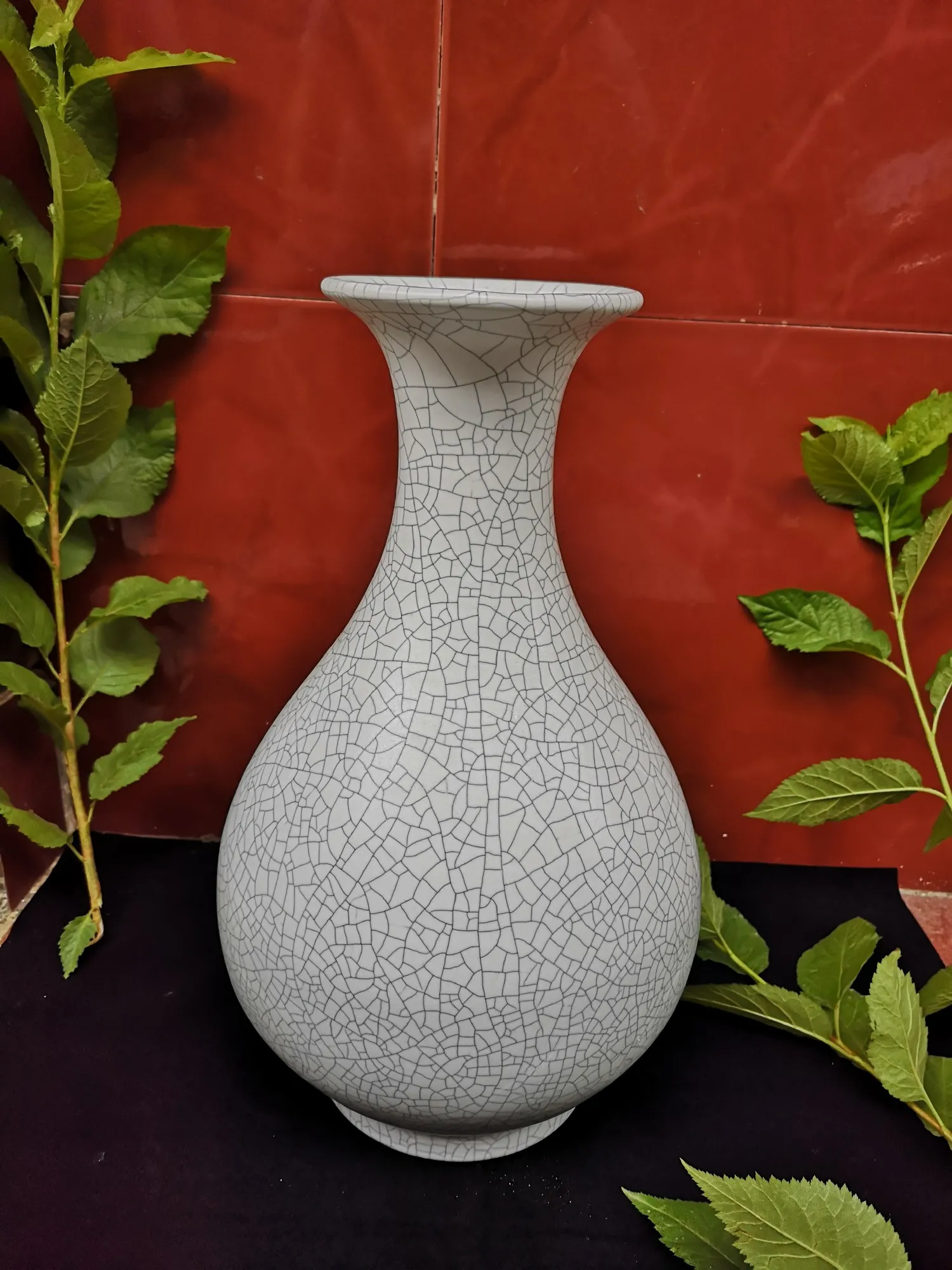 Keramikvase 'Craquelé' matt, grau, Ø 21 cm, H 34 cm