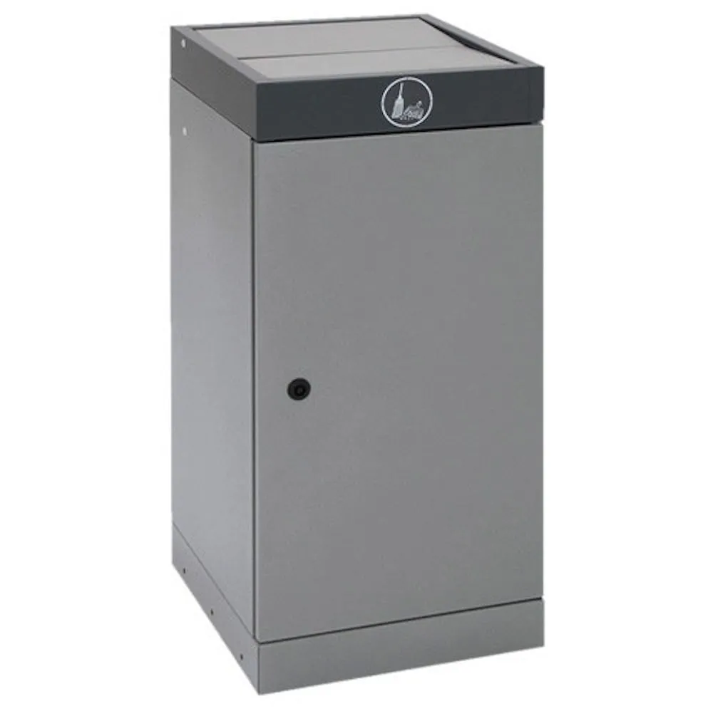 Abfallsammler mit nach unten öffnendem Doppel-Schwingdeckel | 70 Liter, HxBxT 85x40x38cm | Feuer- & Geruchshemmend | Graualu/Anthrazitgrau