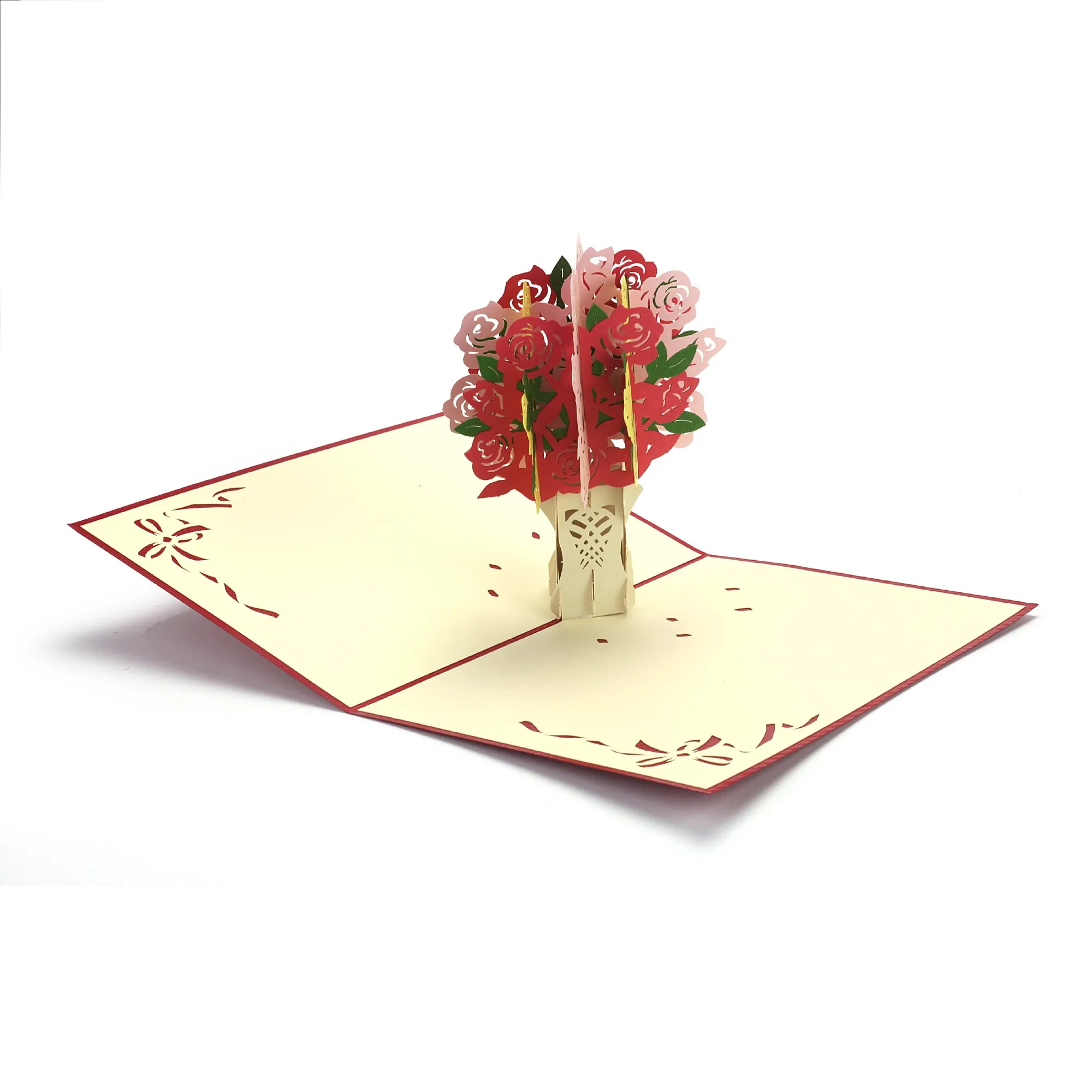 Pop-Up Karte 'Rosenstrauß', rot-rosé, L 18 cm, B 13 cm