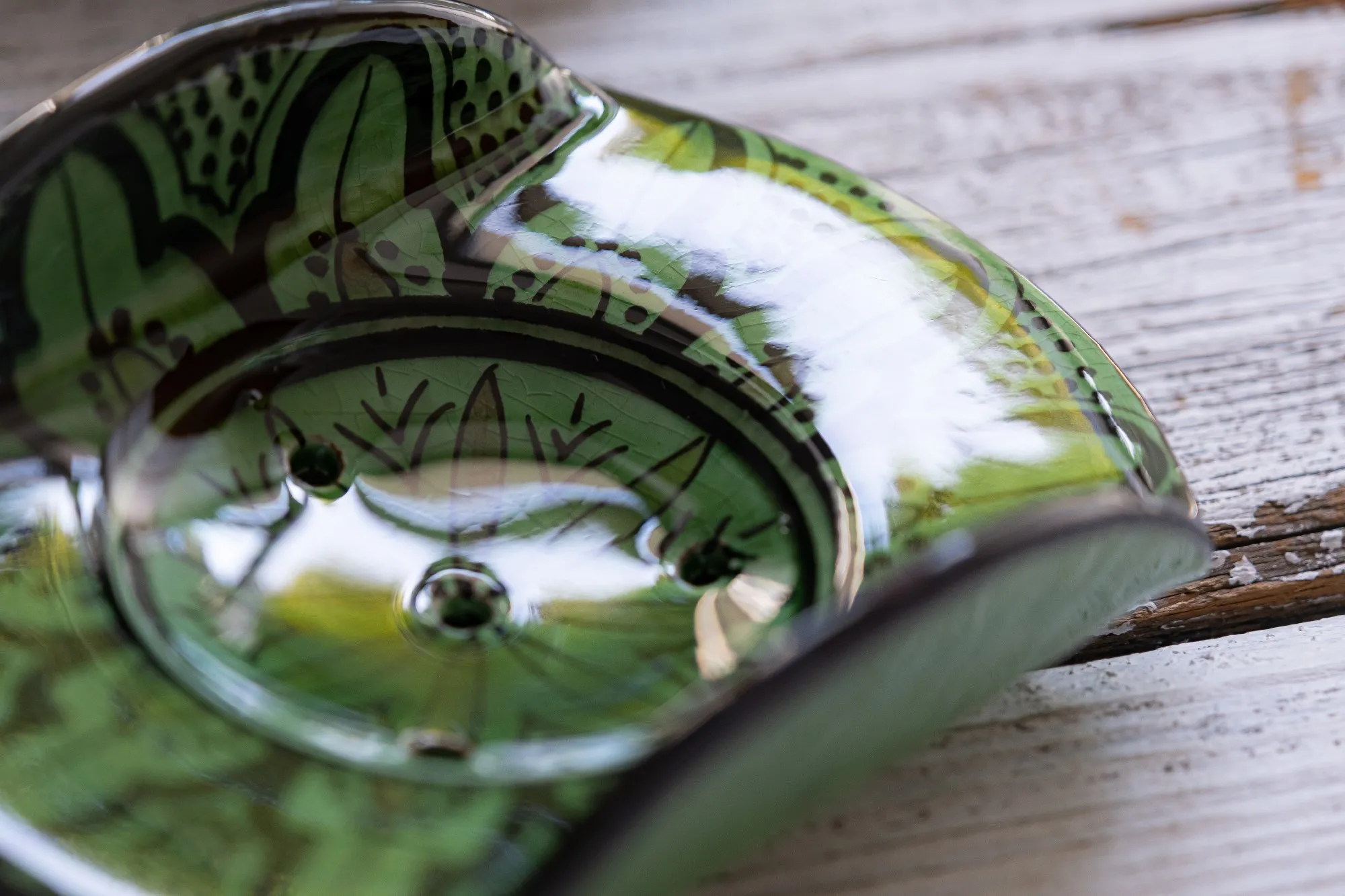 Keramik-Seifenschale, grün, T 13 cm, B 10 cm, H 4 cm