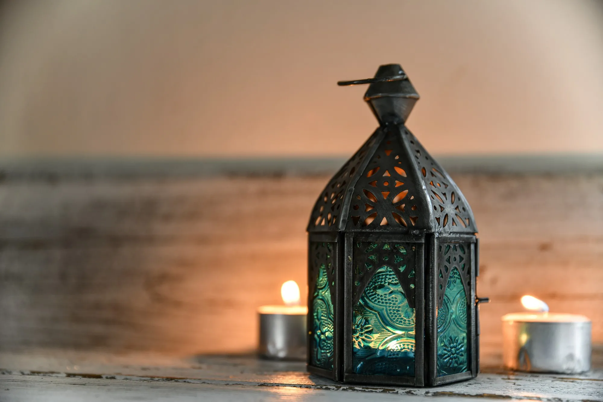 Laterne 'Oufella', blau, Ø 6 cm, H 13 cm