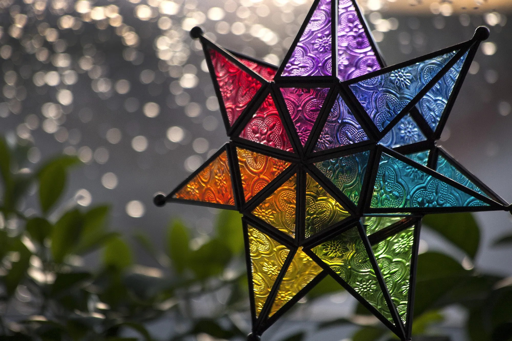 Laterne 'Vibgyor Star', multicolor, Ø 28 cm, T 9 cm