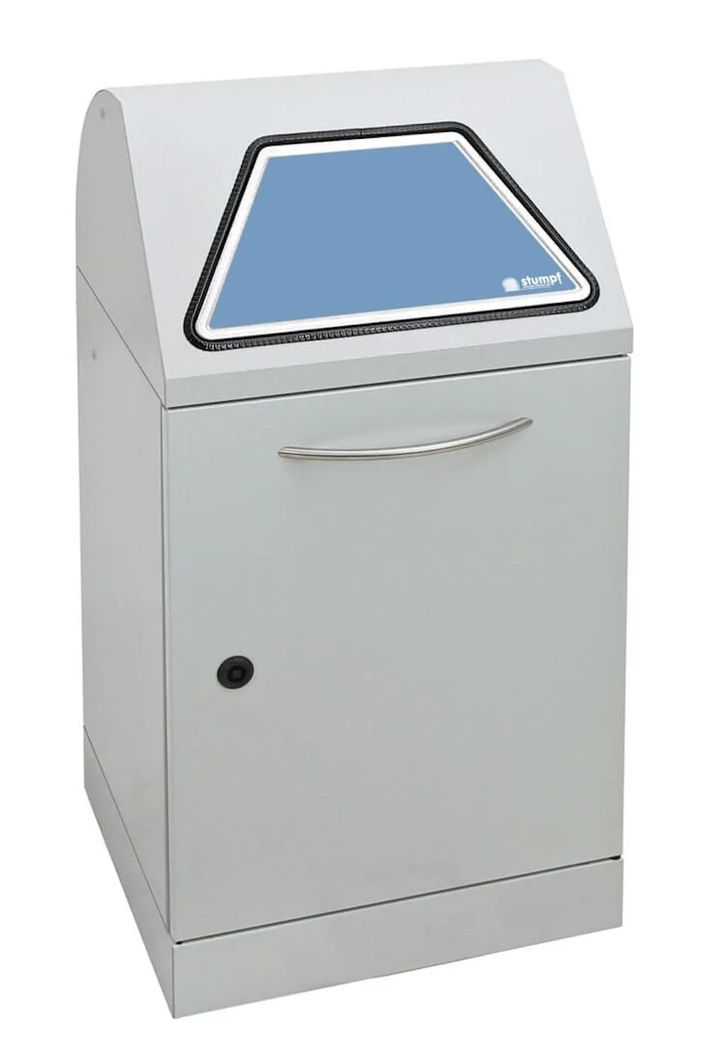 Abfallbehälter mit verzinktem Stahleinsatz | 45 Liter, HxBxT 80x40x38cm | Brandschutzklasse A1 | Lichtgrau mit Klappenaufkleber in 4 Farben