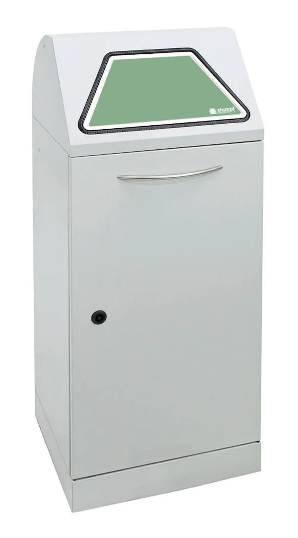 Abfallbehälter mit ausziehbarer Tütenhalterung | 75 Liter, HxBxT 100x40x38cm | Brandschutzklasse A1 | Lichtgrau mit Klappenaufkleber in 4 Farben