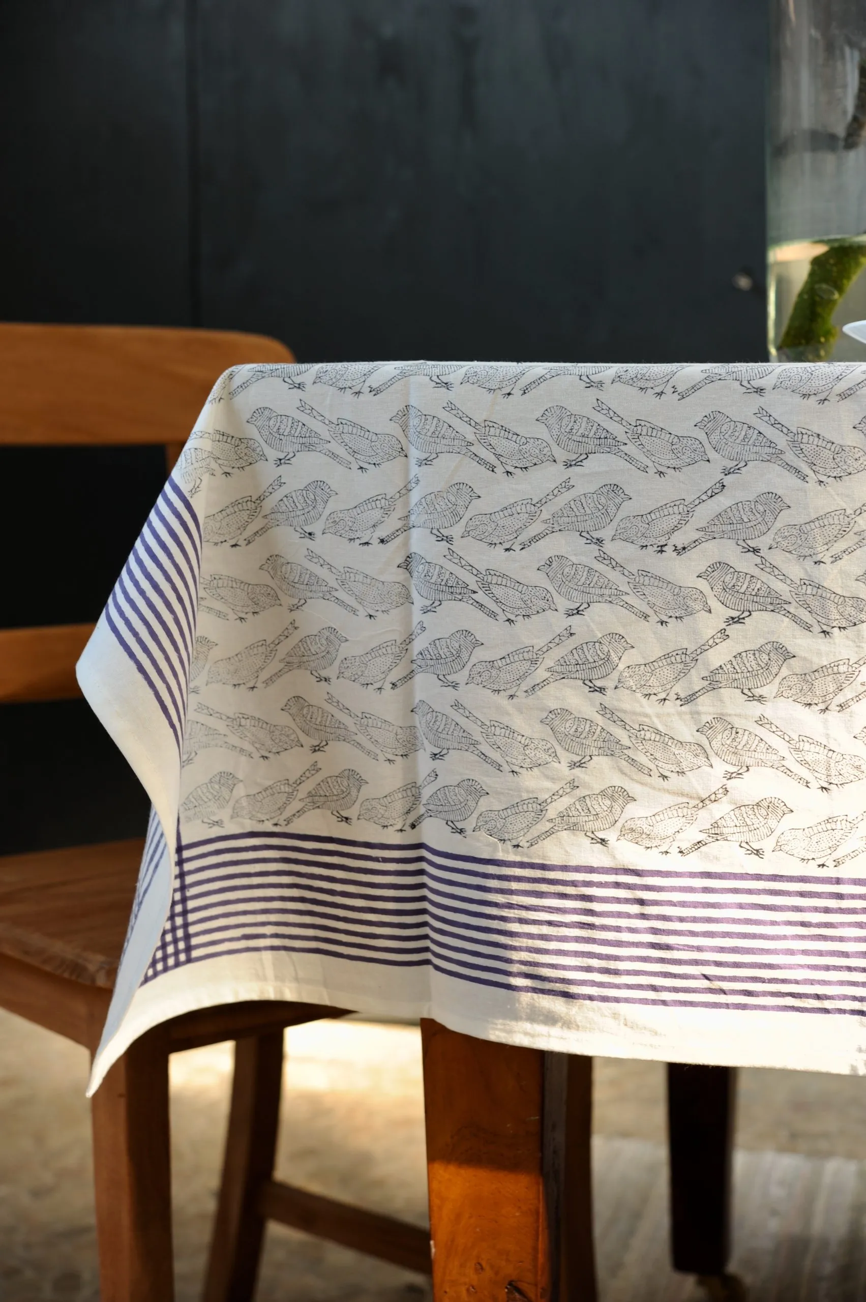 Tischdecke 'Vögel', weiß, T 100 cm, B 100 cm