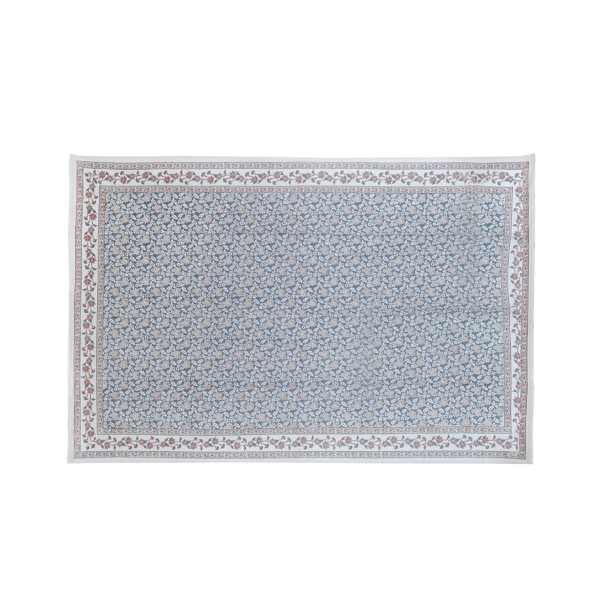 Tischdecke floral, grau, beige, L 150 cm, B 225 cm