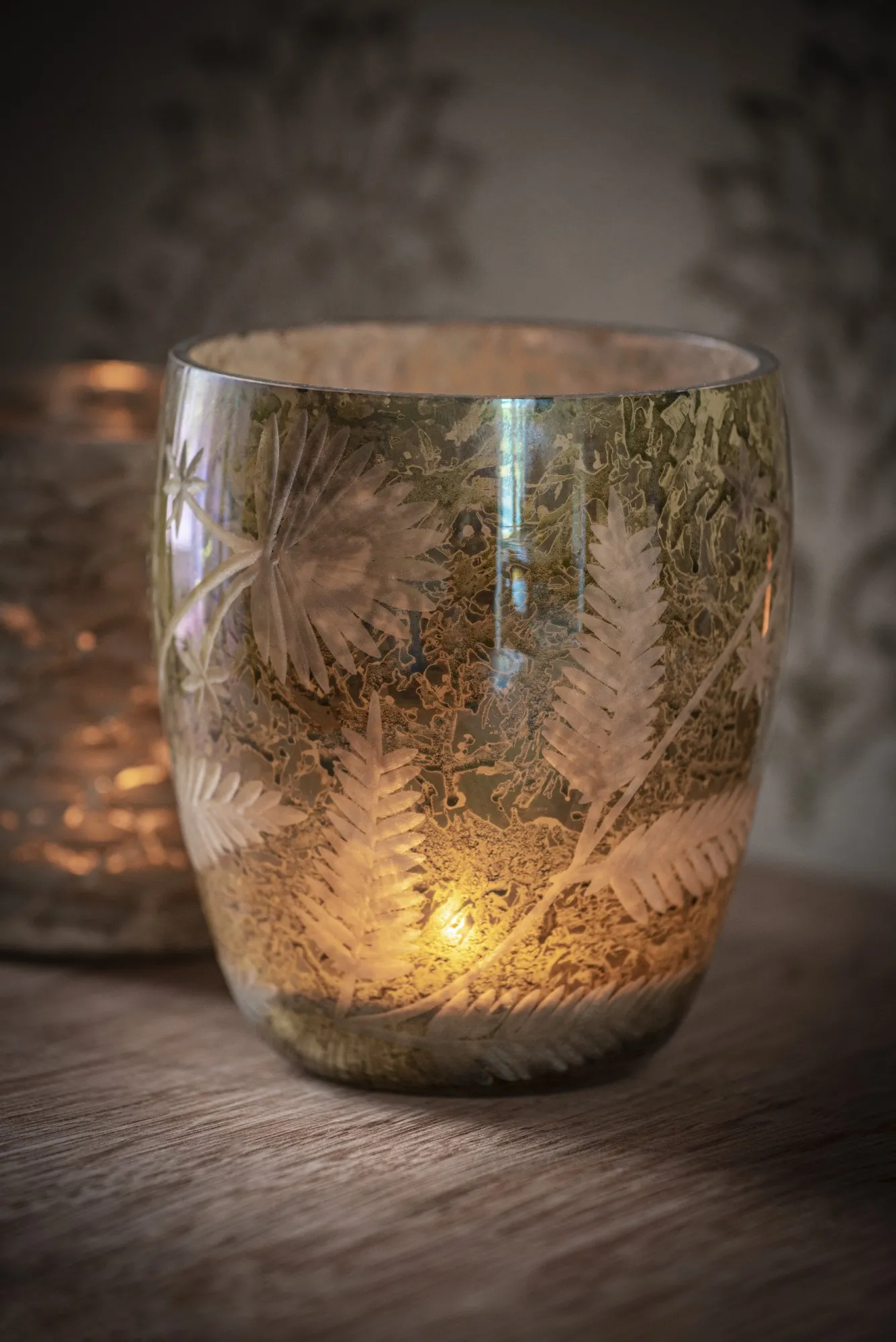 Windlicht 'Iriser', grün, Ø 11 cm, H 13 cm