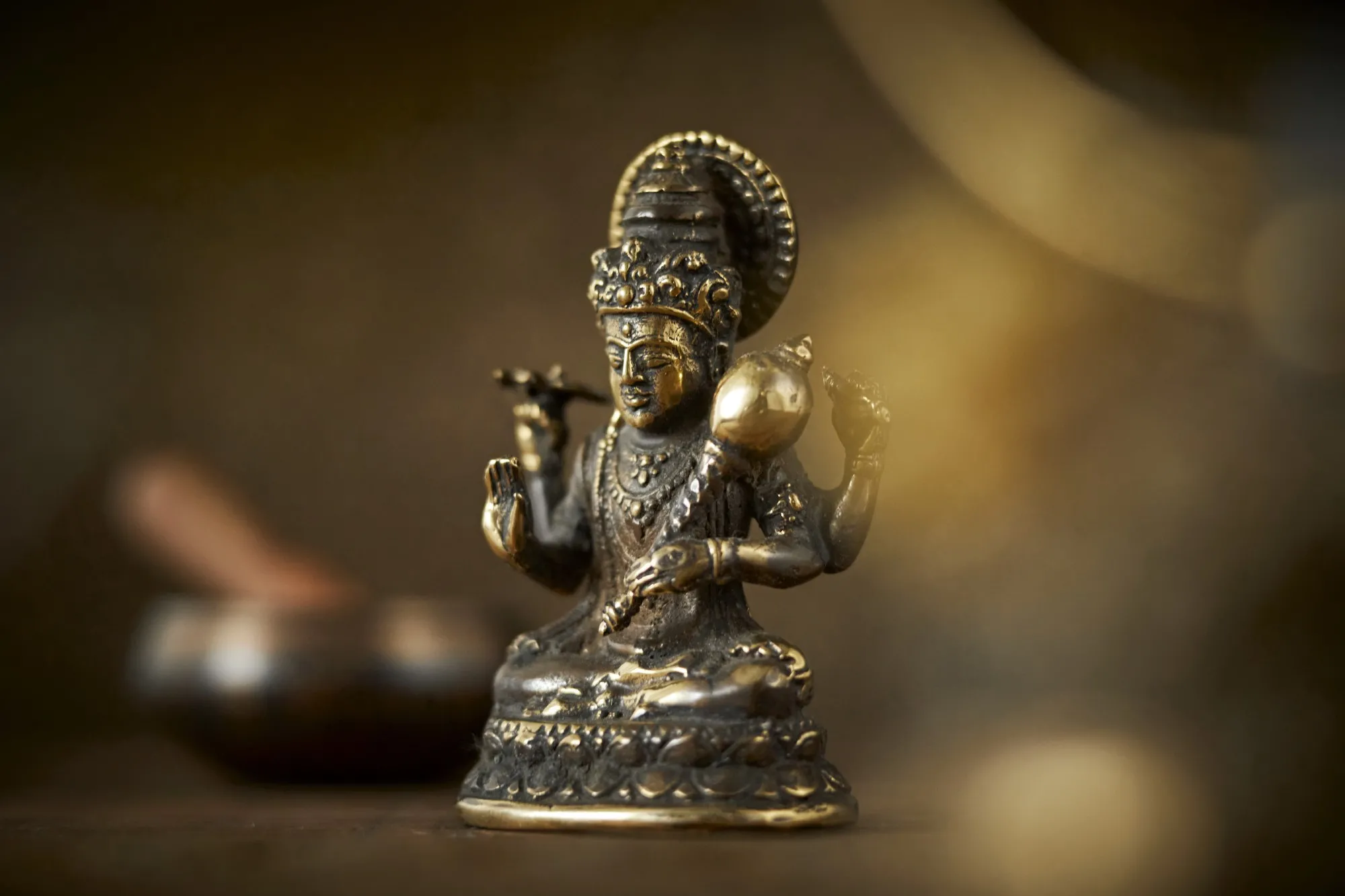 Messingfigur 'Wisnu', H 12 cm, B 7,5 cm, T 5 cm