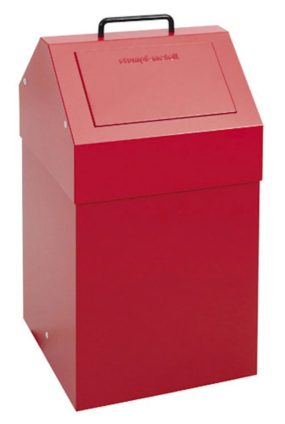 Abfallsammler mit selbstschließender Einwurfklappe | 45 Liter, HxBxT 64x33x31cm | Feuer- & Geruchshemmend | Feuerrot