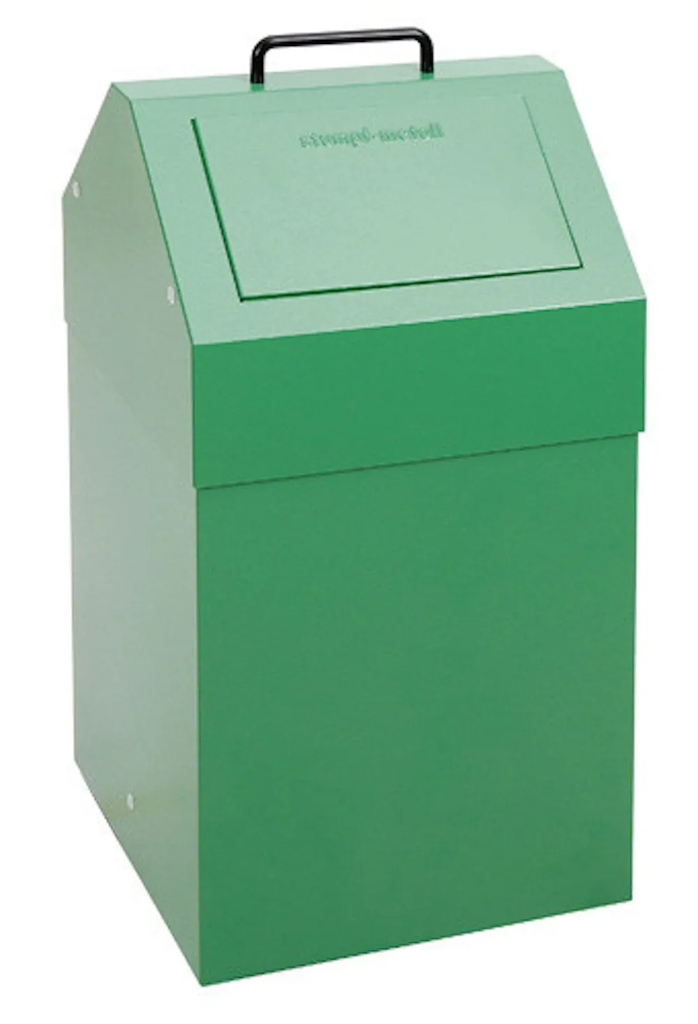 Abfallsammler mit selbstschließender Einwurfklappe | 45 Liter, HxBxT 64x33x31cm | Feuer- & Geruchshemmend | Verkehrsgrün