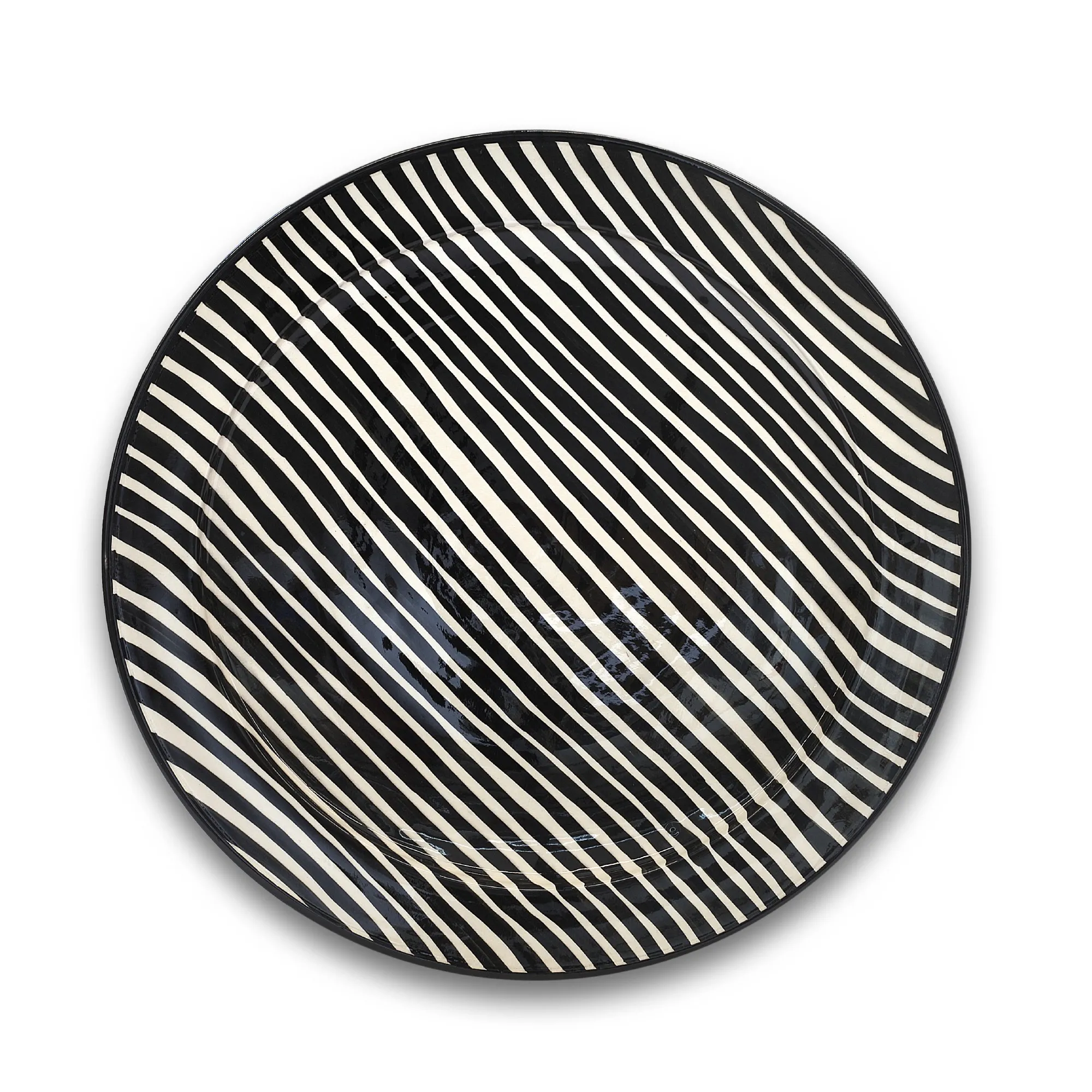 Zierteller, schwarz, weiß, Ø 40 cm, H 9 cm