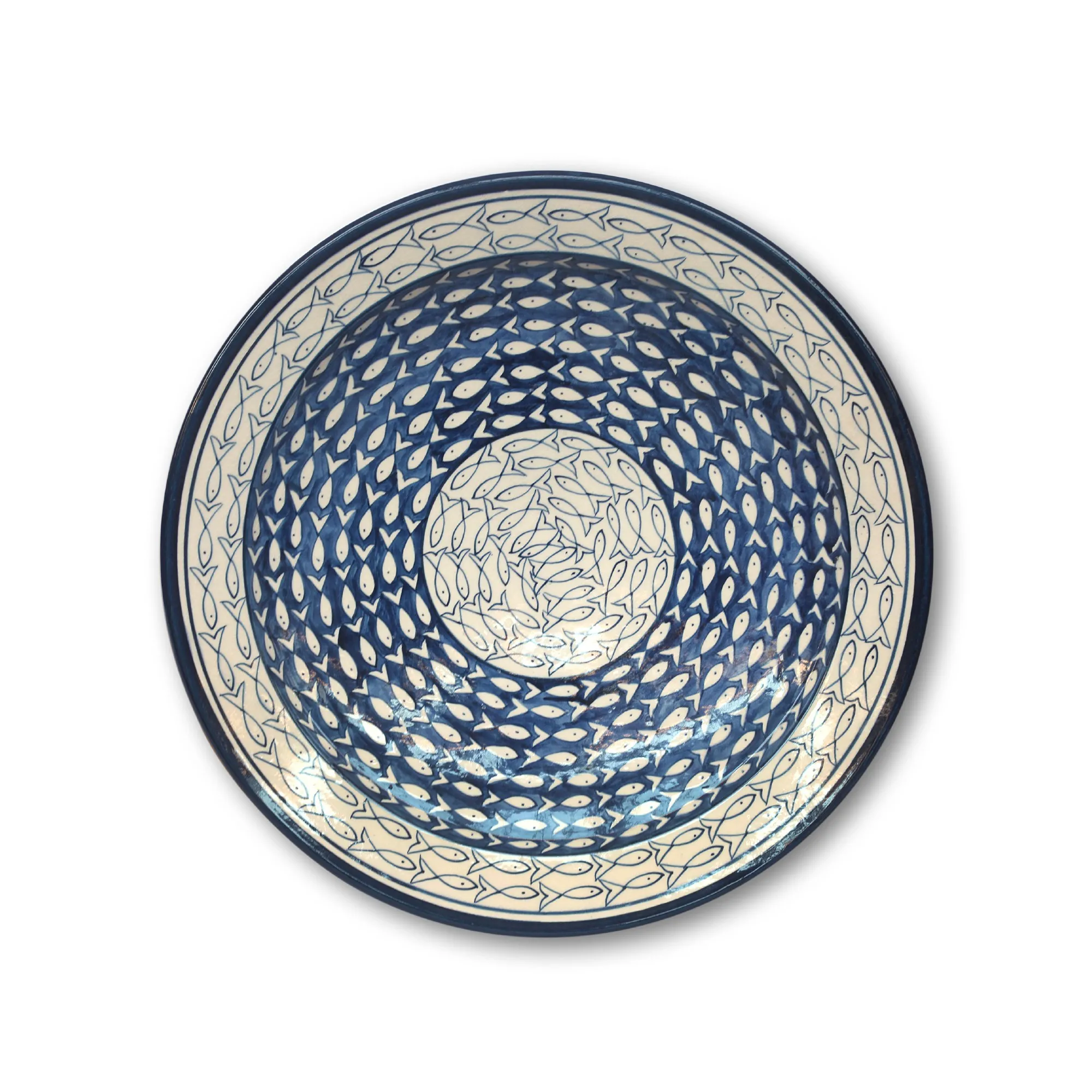 Zierteller 'Fisch', schwarz, weiß, Ø 40 cm, H 6 cm