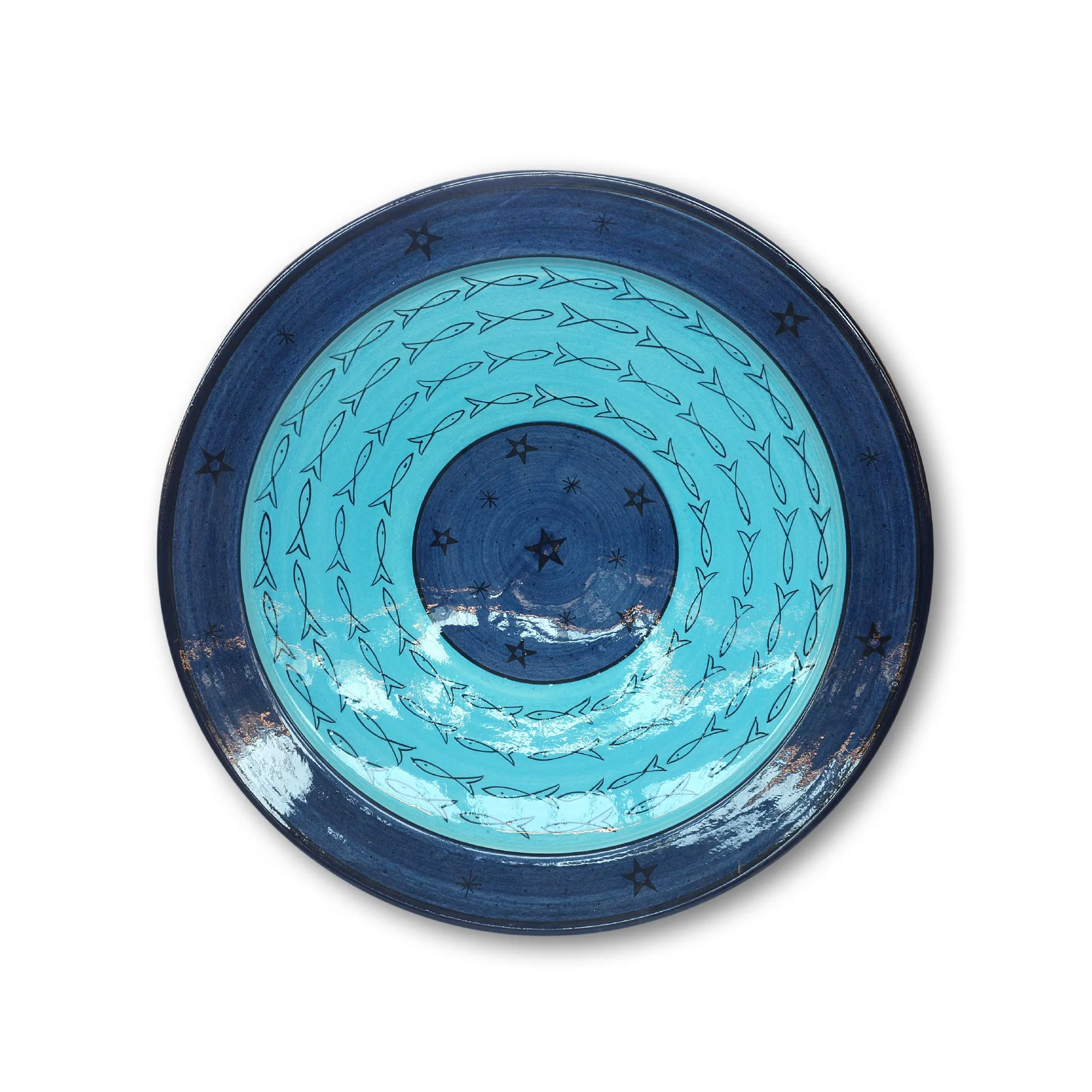 Zierteller 'Fisch', türkis, Ø 40 cm, H 6 cm