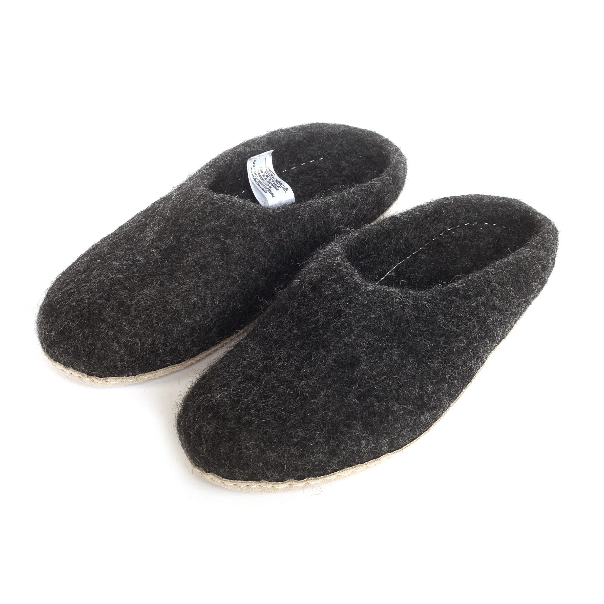 Filzschuhe mit Ledersohle, grau