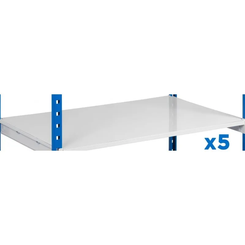 5x Metall-Auflage für Fachböden MAXIMUS & MAXIMUS Pro | BxT 100x34cm | Stahl 0,8mm | Lichtgrau