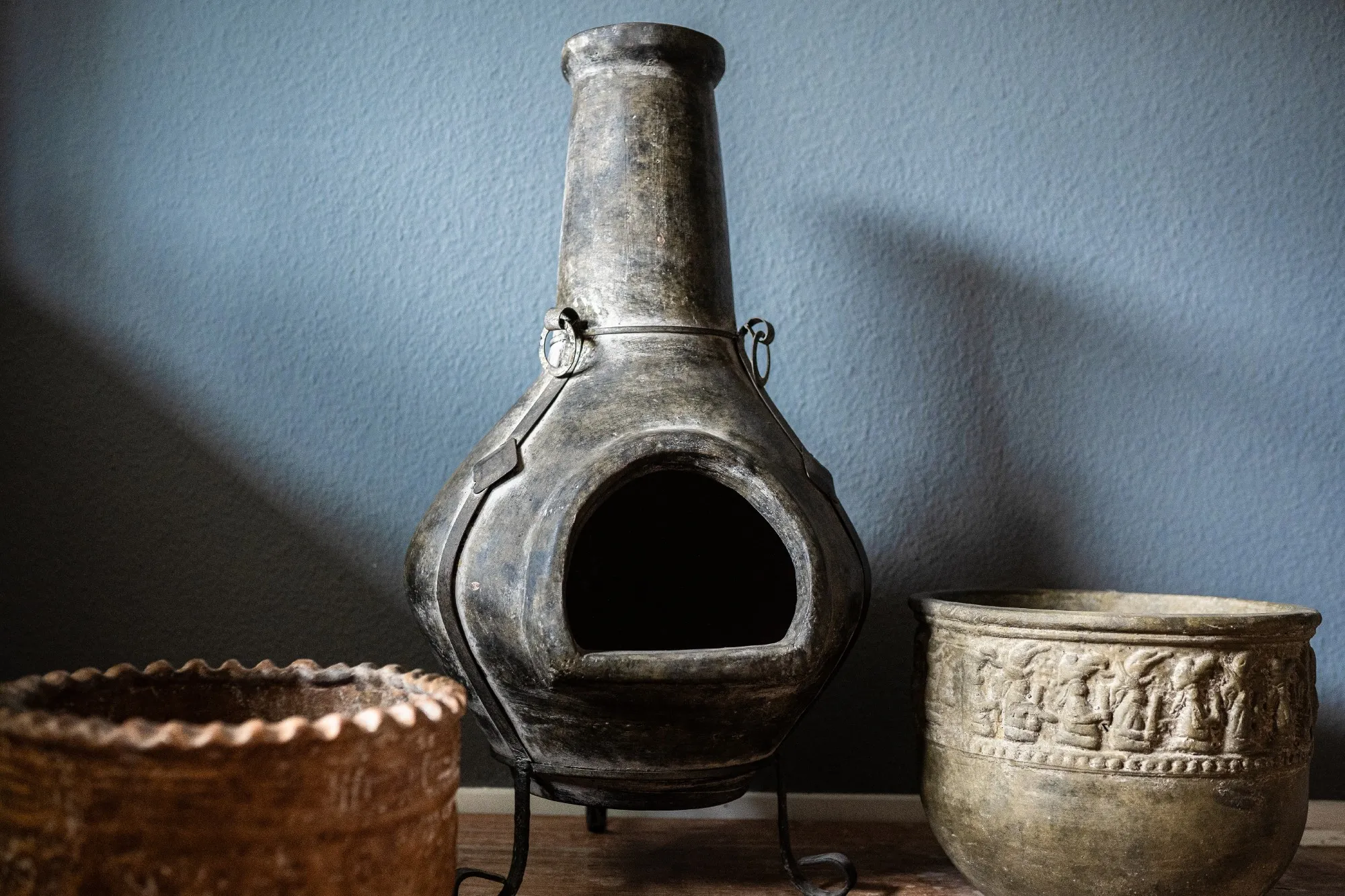 Outdoor-Kamin 'Lisa', braun, Ø 46 cm, H 85 cm