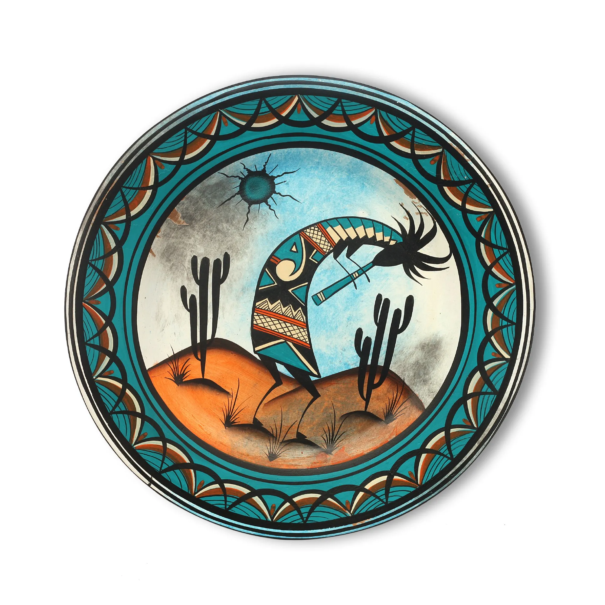 Wandteller 'Flautista' handbemalt, multicolor, Ø 39 cm, H 3,5 cm