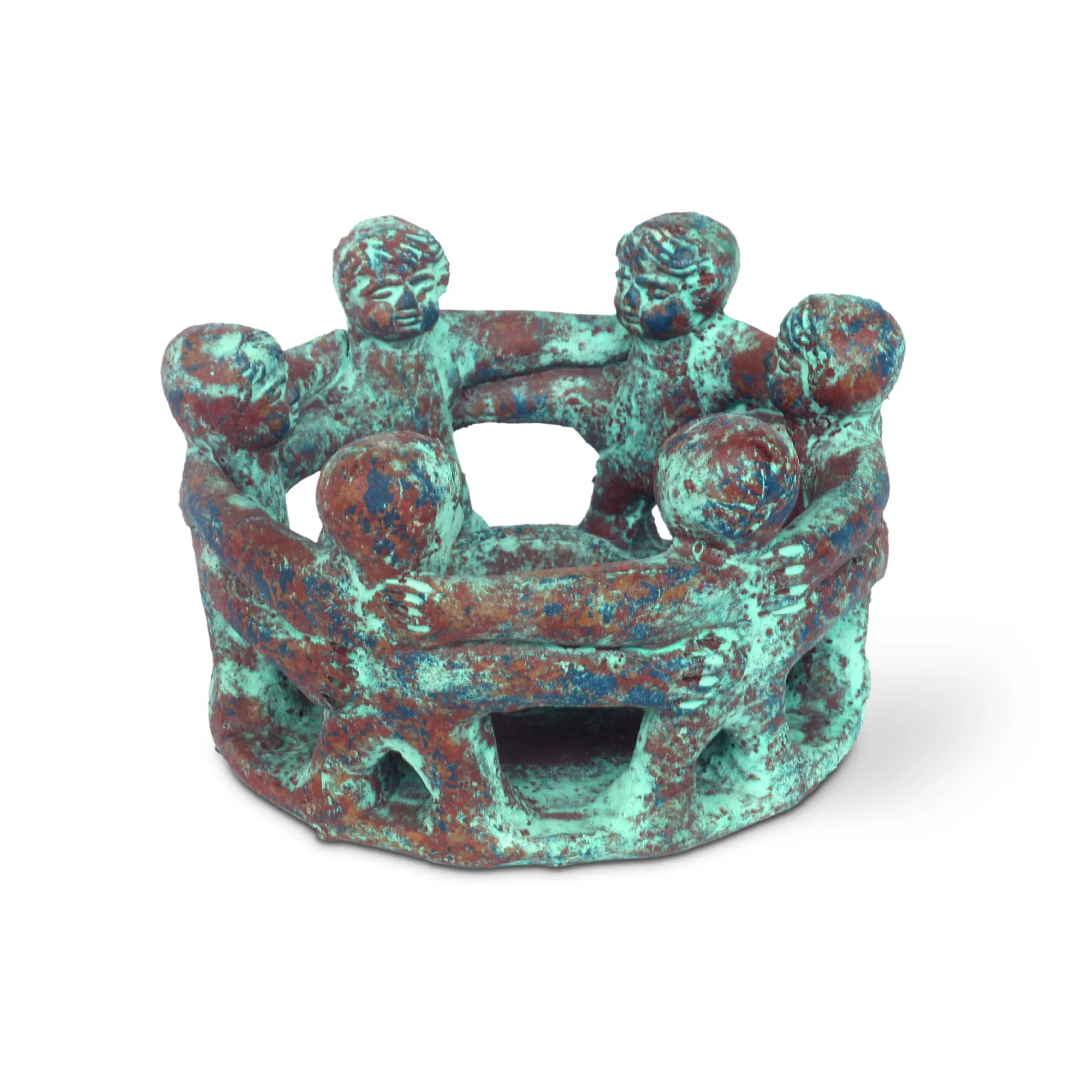 Kerzenhalter 'Friendship Circle 6', braun, grün, Ø 18 cm, H 11 cm