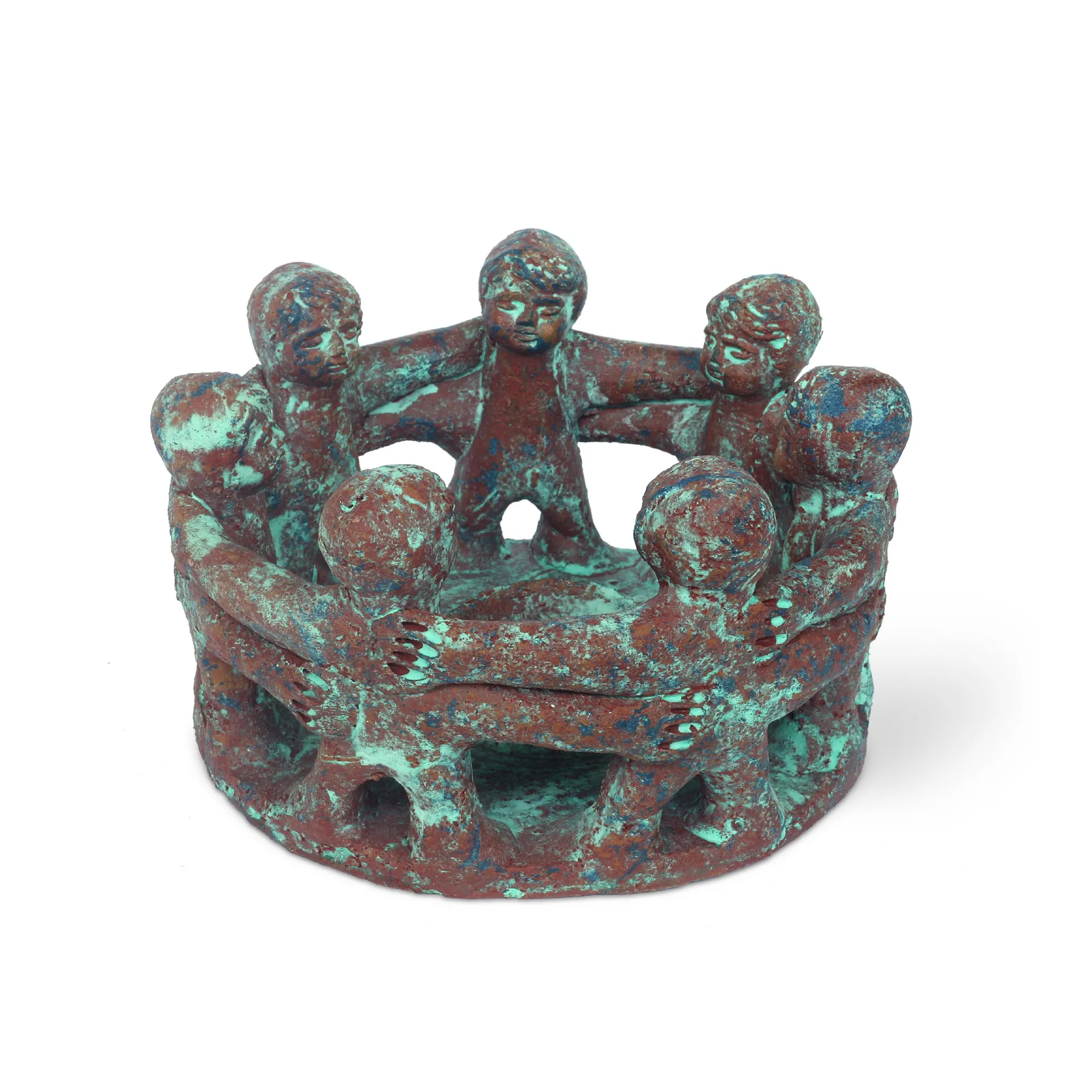 Kerzenhalter 'Friendship Circle 7', braun, grün, Ø 20 cm, H 11 cm