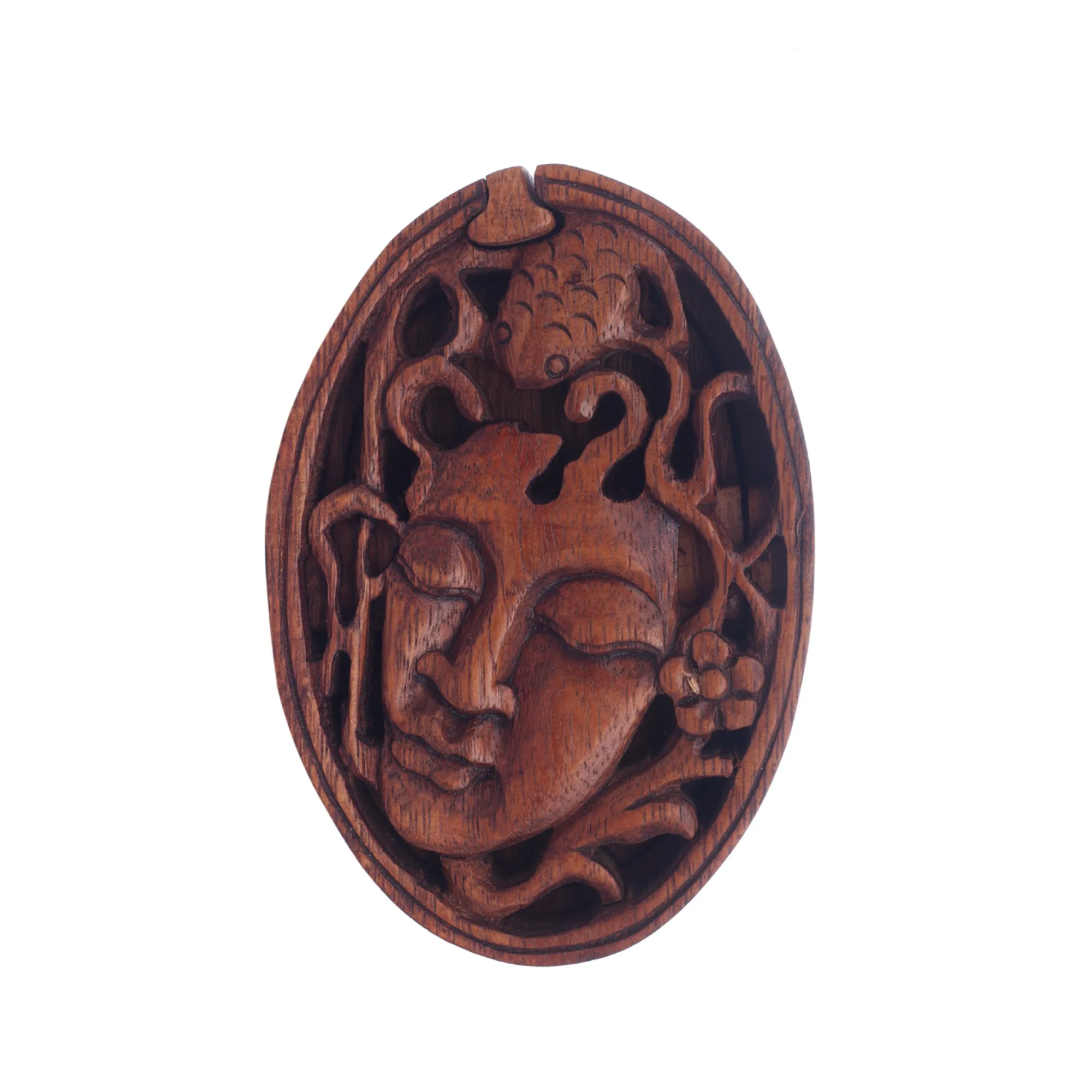 Secret Box 'Lady Mangrove Fish', Suarholz, T 13,5 cm, B 8,5 cm, H 6,5 cm