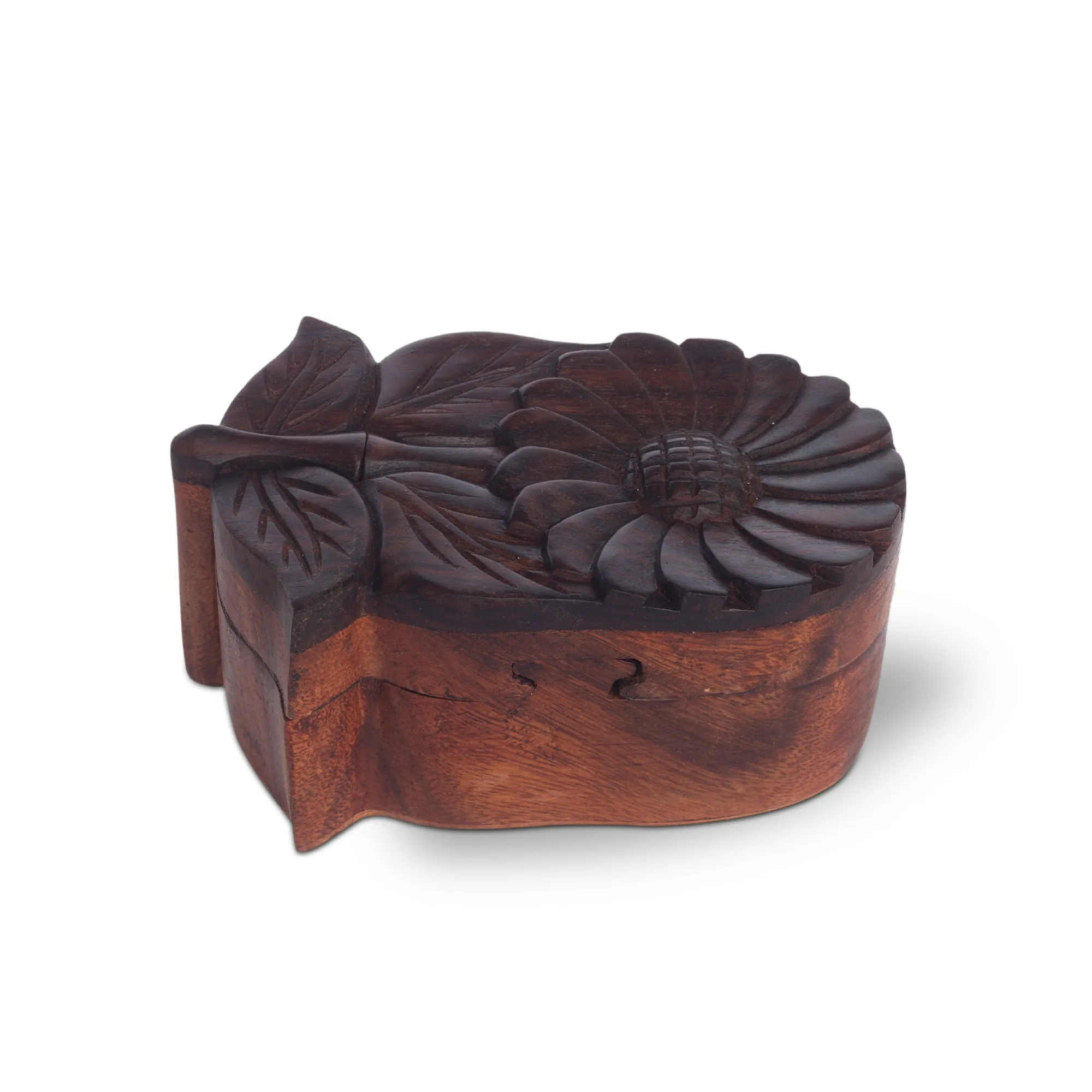 Secret Box 'Sun Flower', Suarholz, T 14 cm, B 8 cm, H 6,5 cm