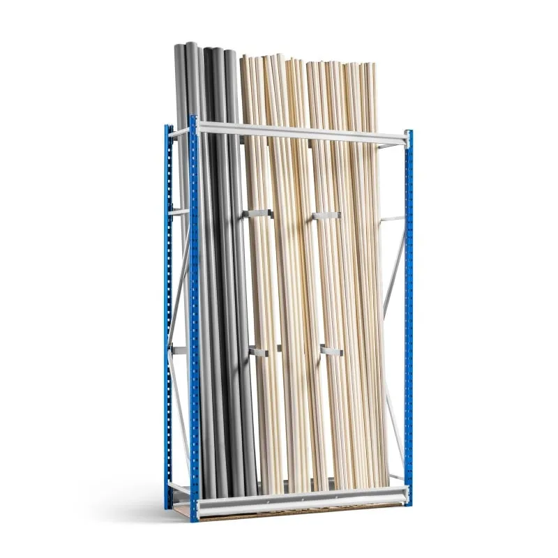 Vertikalregal MAXIMUS | Grundregal | HxBxT 240x175x50cm | 3 Ablagefächer | 4 Trennarme | Lichtblau/Lichtgrau