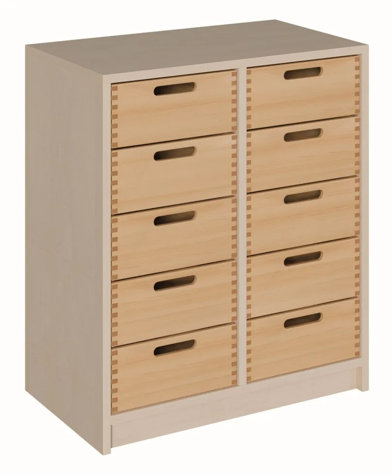 Schrank mit zehn Massivholzschüben, Breite 69 cm