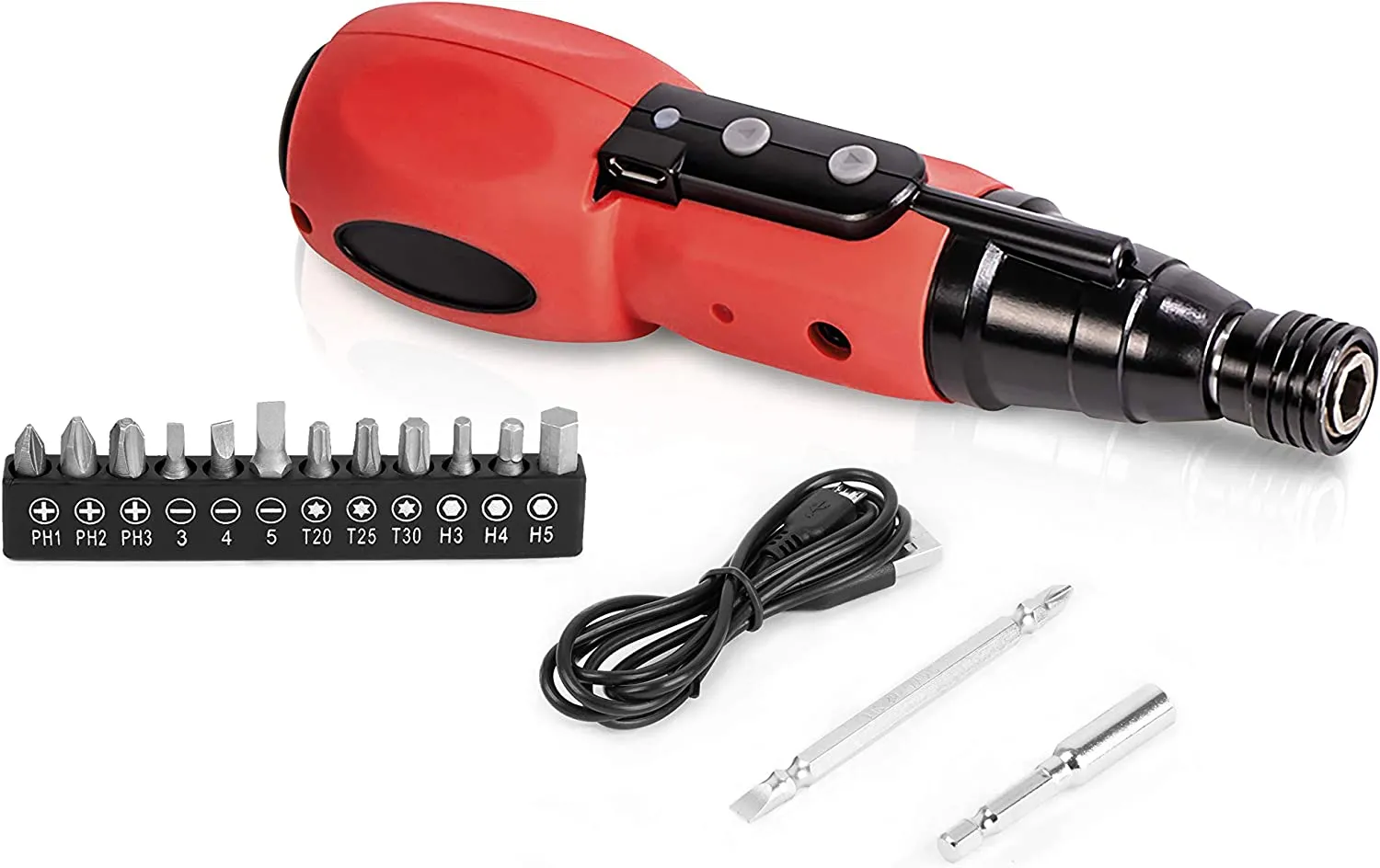 Elektrischer Schraubendreher Set Magnetisch | USB-Kabel, LED, 12 bits, 2Nm, 280rpm | Mini Akkuschrauber inkl. 12-Bit-Set | Akku Schraubendreher Akkuschrauber Wiederaufladbar