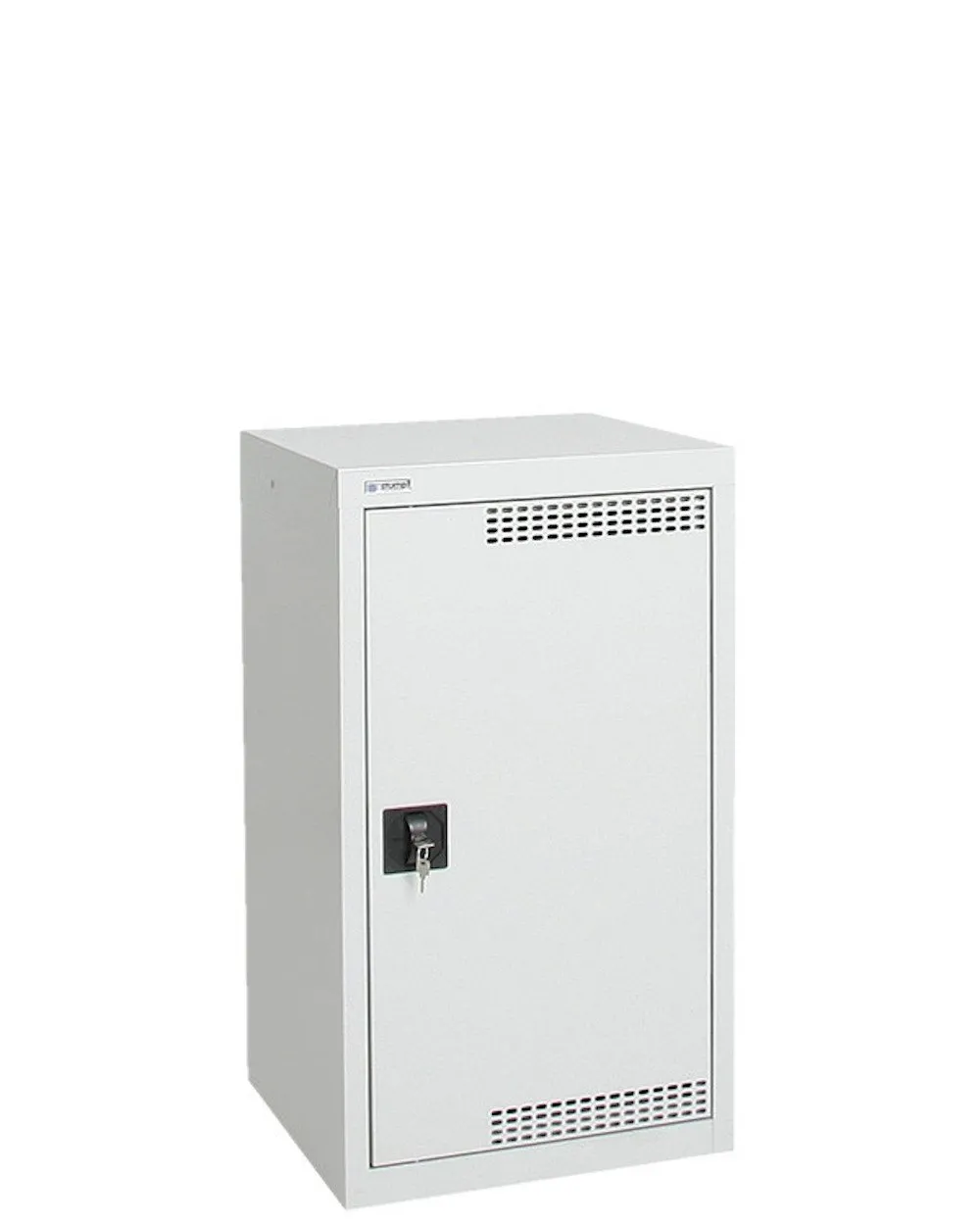 Belüfteter Umwelt & Gefahrstoffschrank mit 1 Tür | HxBxT 90x50x50cm | 2 Auffangwannen mit je 10 Liter | Lichtgrau/Lichtgrau