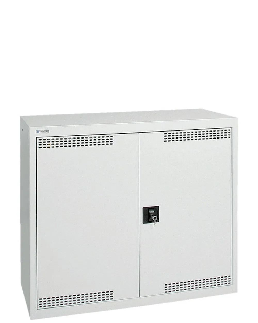 Belüfteter Umwelt & Gefahrstoffschrank mit 2 Türen | HxBxT 90x100x50cm | 2 Auffangwannen mit je 22 Liter | Lichtgrau/Lichtgrau