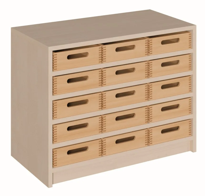 Schrank mit 15 oder 21 Massivholzschüben, Breite 78 cm