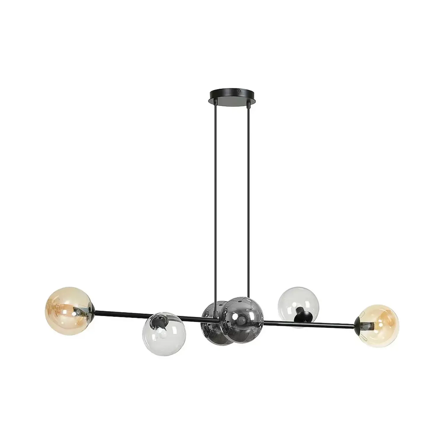 Hängeleuchte Glassy 6 Flg Grafit Amber Klar Glas 110 Cm Hängelampe Leuchte Lampe B-Ware