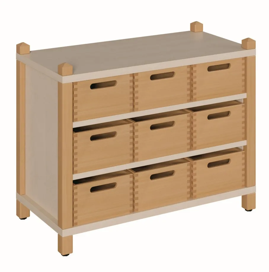 Stollenschrank mit Massivholzkästen, feste Breite 82 cm