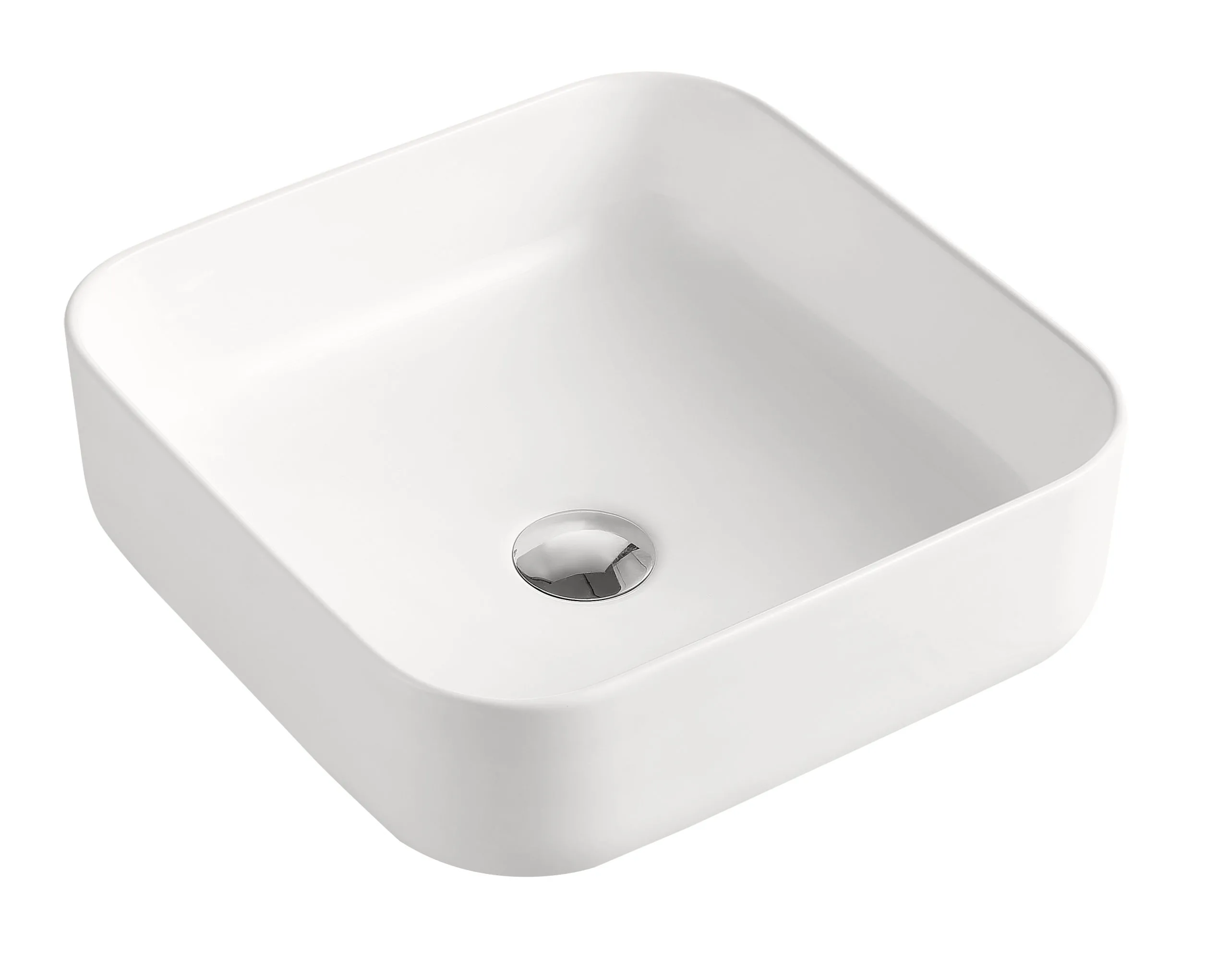 Aufsatzwaschtisch AqvaCeramica "SlimRim" - 385 × 385 mm - Höhe 135 mm - ohne Überlauf - weiß