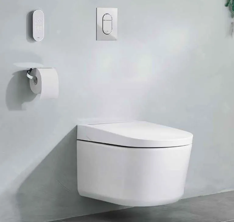 Dusch-WC Komplettanlage Sensia Pro 36508, für Unterputzspülkästen, Wandmontage, antibakterielle Glasur, Antihaft-Beschichtung, alpinweiß