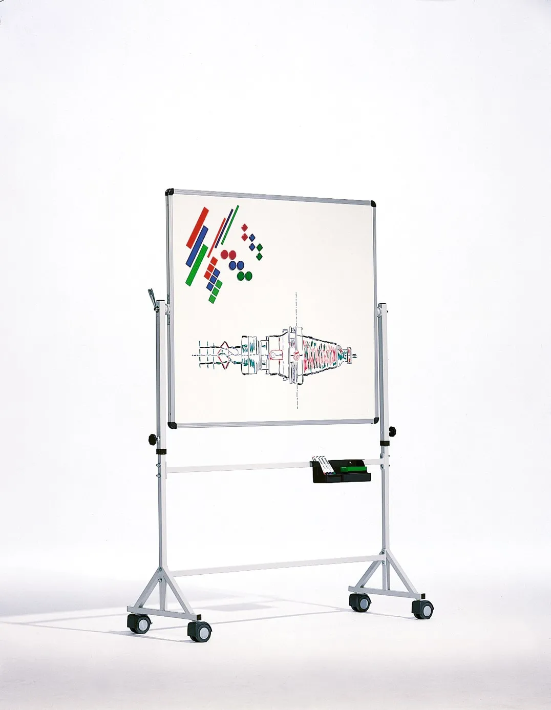 Fahrbare Drehtafel, Stahlemaille weiß mit Vierkantgestell in verschiedenen Größen