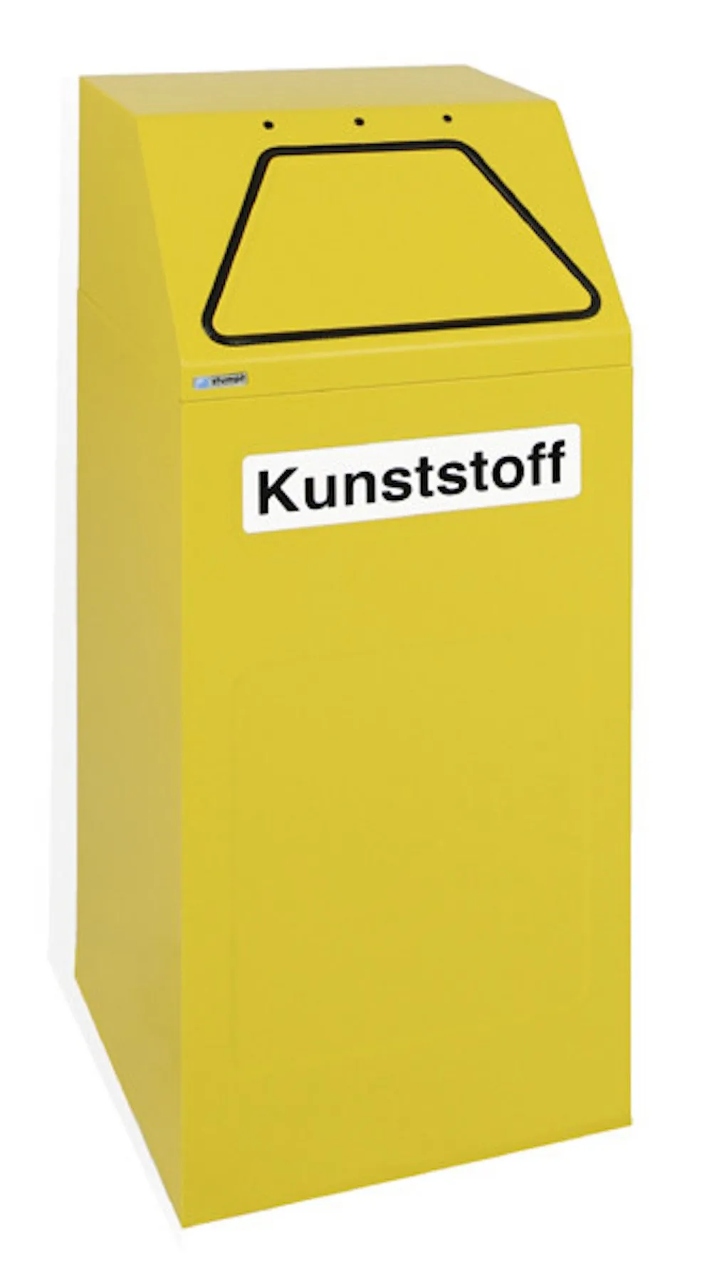 Abfallsammler mit verzinktem Stahleinsatz & selbstschließender Einwurfklappe | 65 Liter, HxBxT 97x40x38cm | Feuer- & Geruchshemmend | Signalgelb