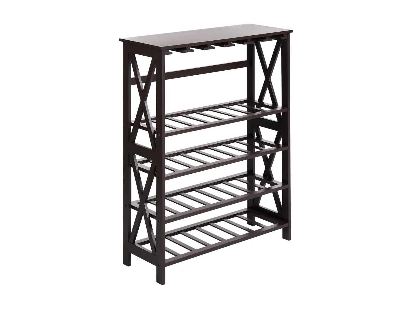 Weinregal MDF Kiefernholz Beine dunkelbraun für Flaschen und Gläser Rothesay