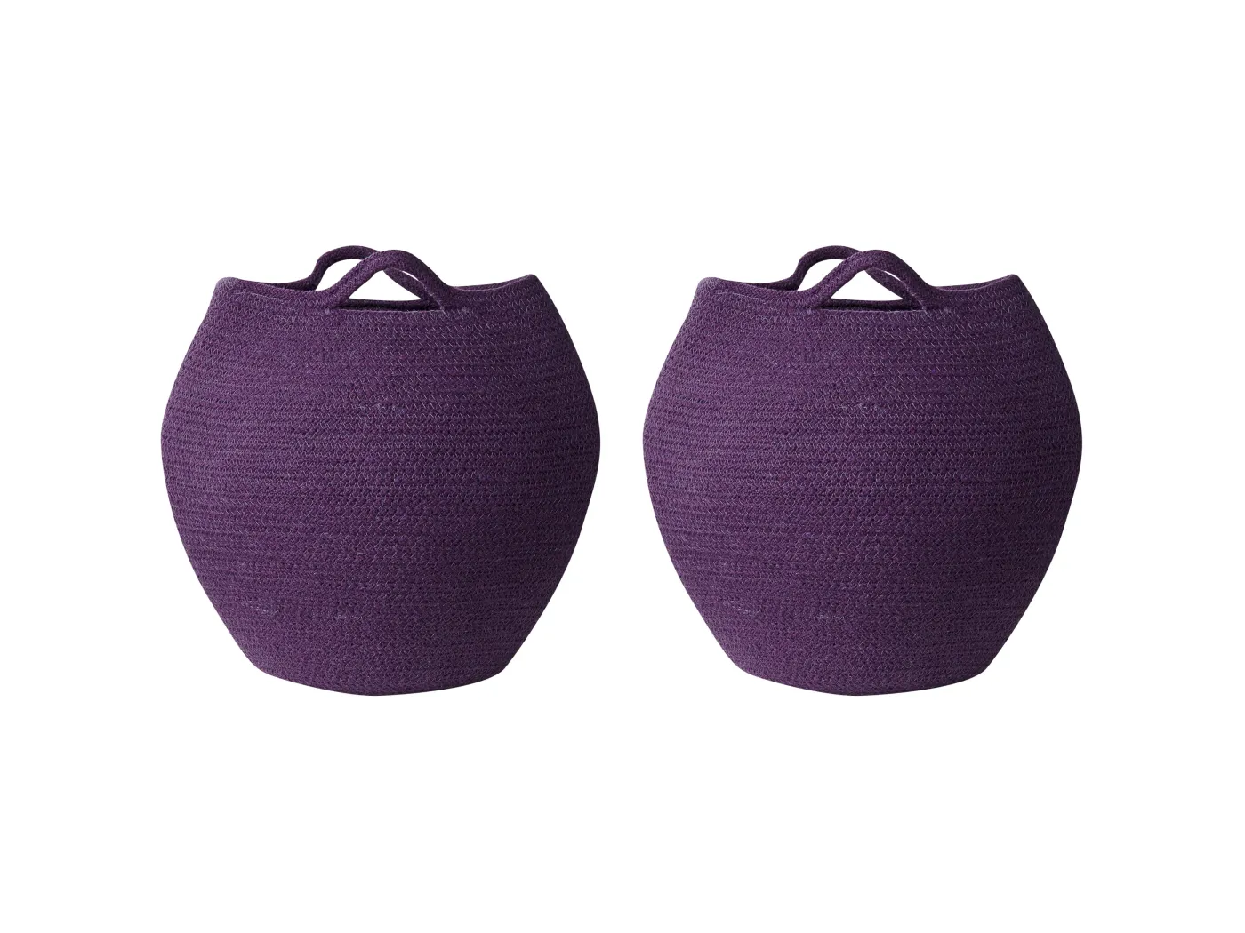Aufbewahrungskorb 2er Set handgeflochtene Baumwolle Körbe violett purpur Panjgur