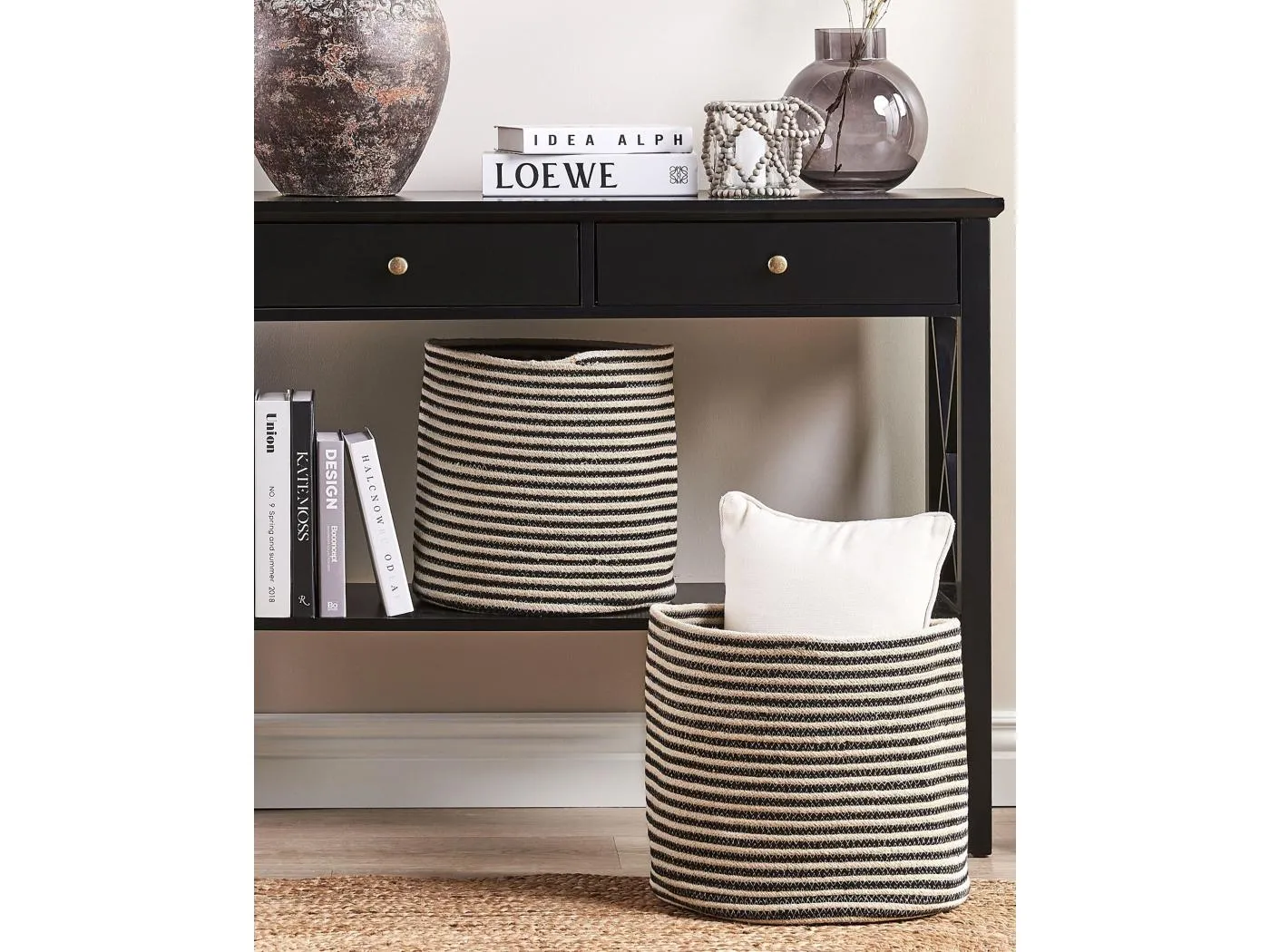 Aufbewahrungskorb 2er Set YERKOY Baumwolle Schwarz