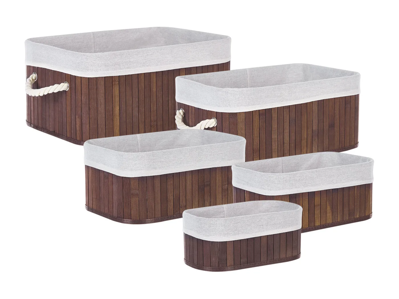 Aufbewahrungskorb 5er Set TALPE Bambusholz Dunkelbraun