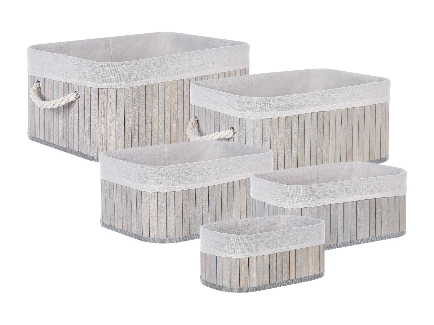 Aufbewahrungskorb 5er Set TALPE Bambusholz Grau