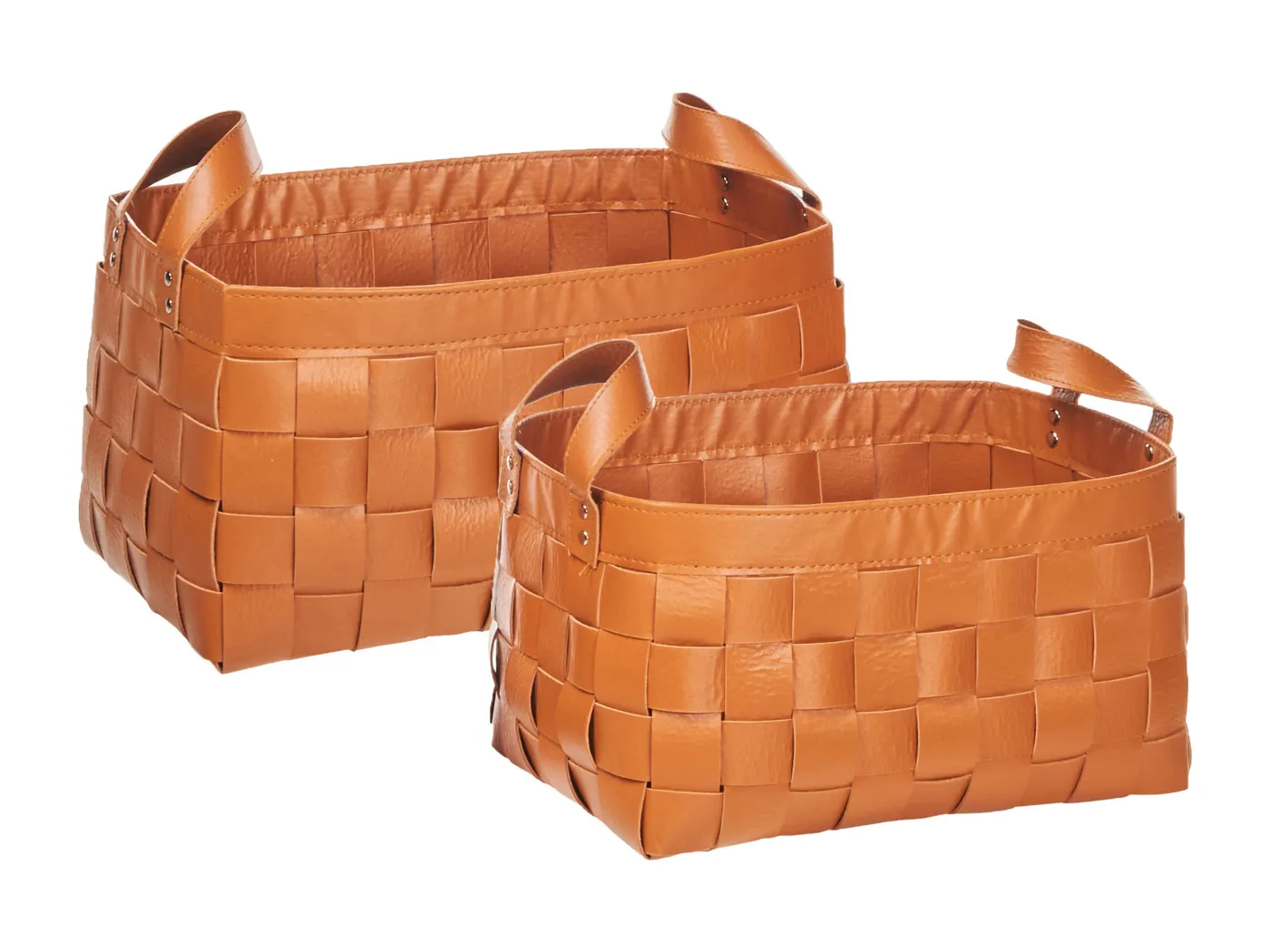 Aufbewahrungskorb 2er Set SIPPAR Kunstleder Goldbraun