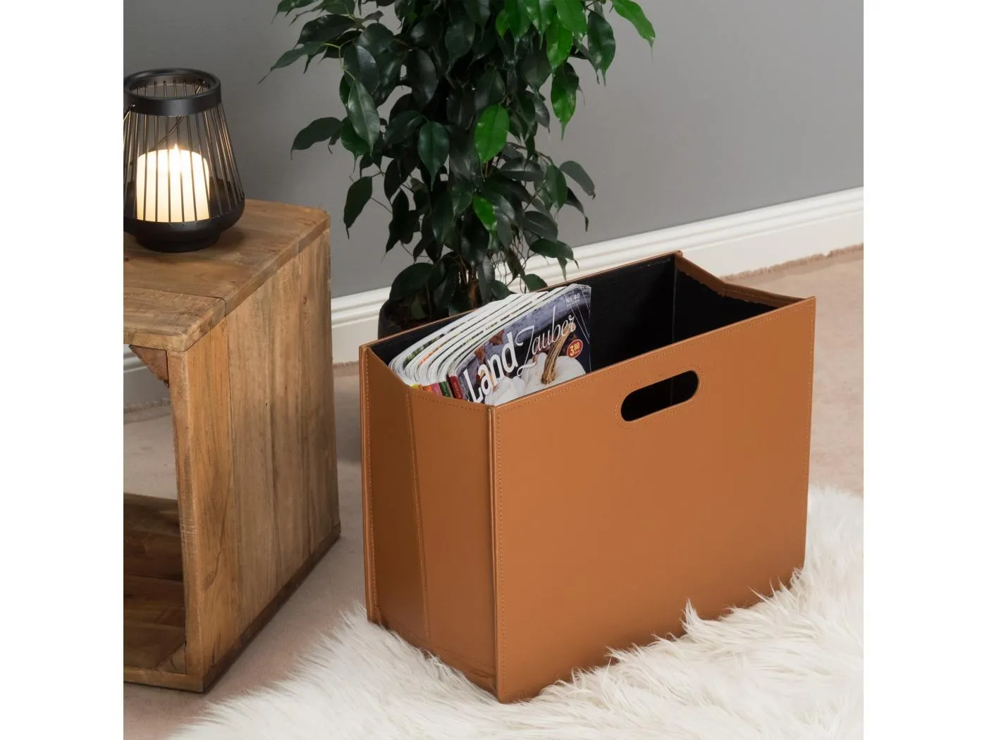 ZEITUNGSKORB Business Kunstleder, faltbar cognacfarben