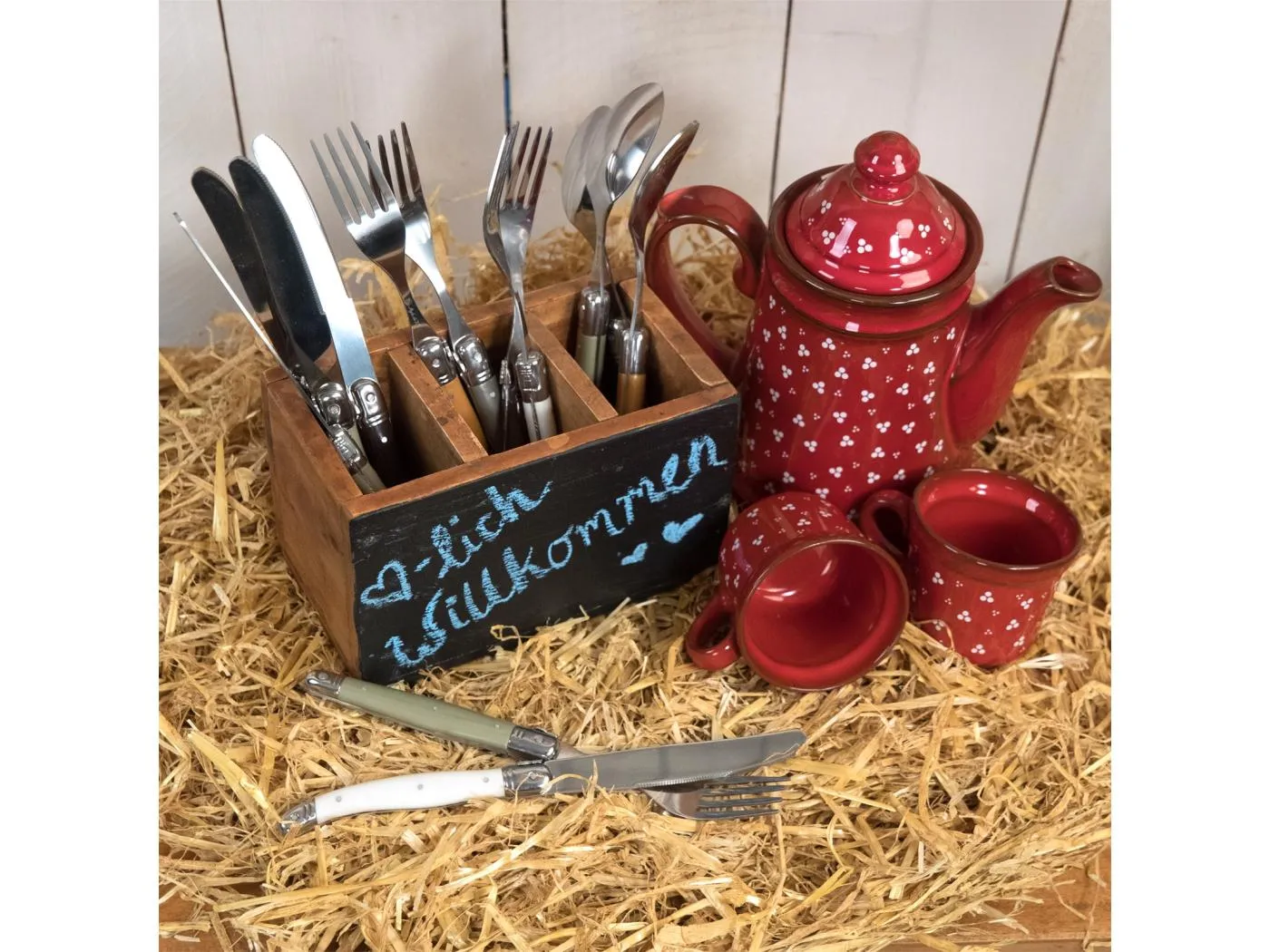 BESTECKKASTEN Note Mahagoni Holz, beschriftbar naturfarben-schwarz