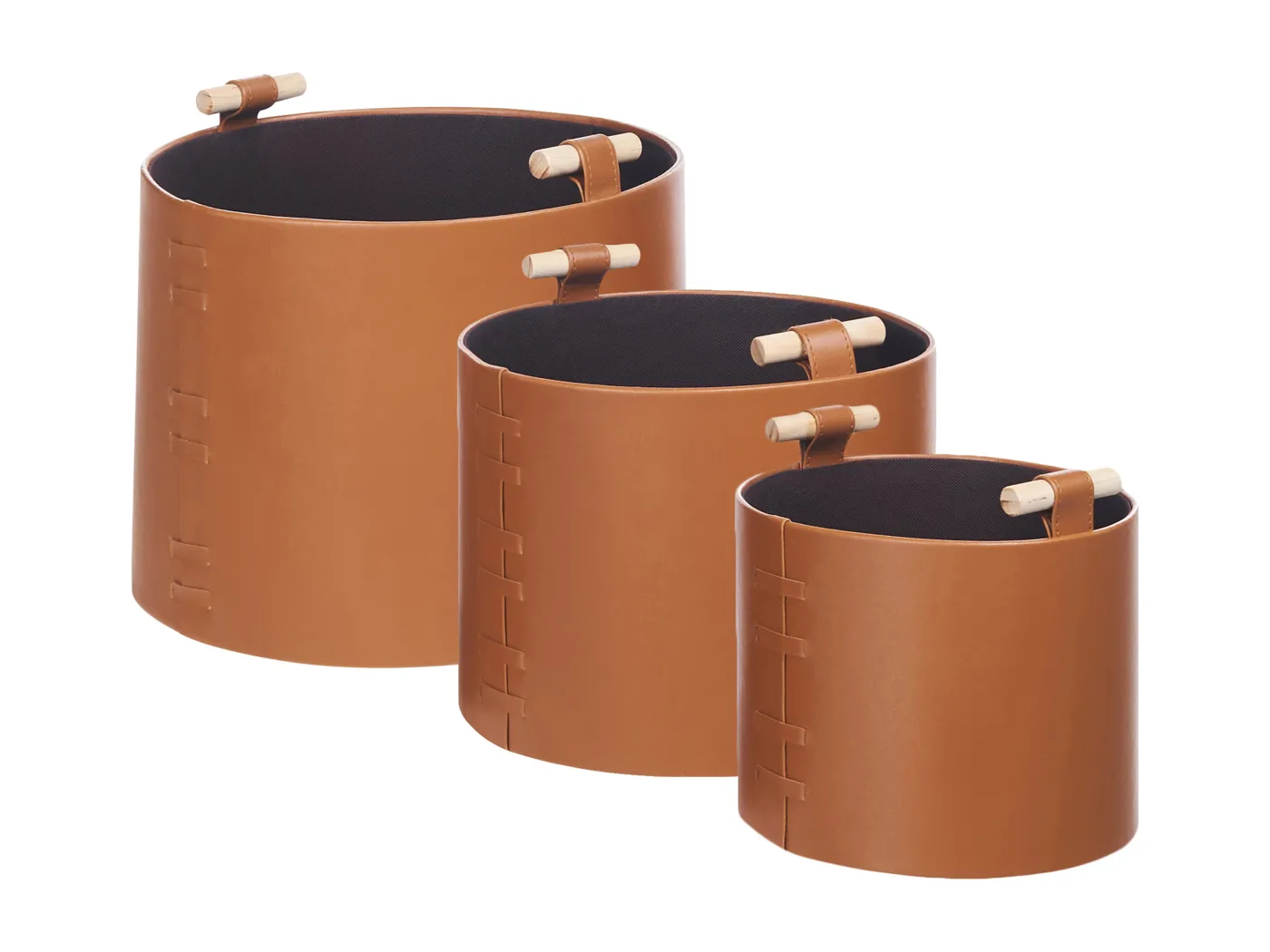 Aufbewahrungskorb 3er Set ARAM Kunstleder Braun