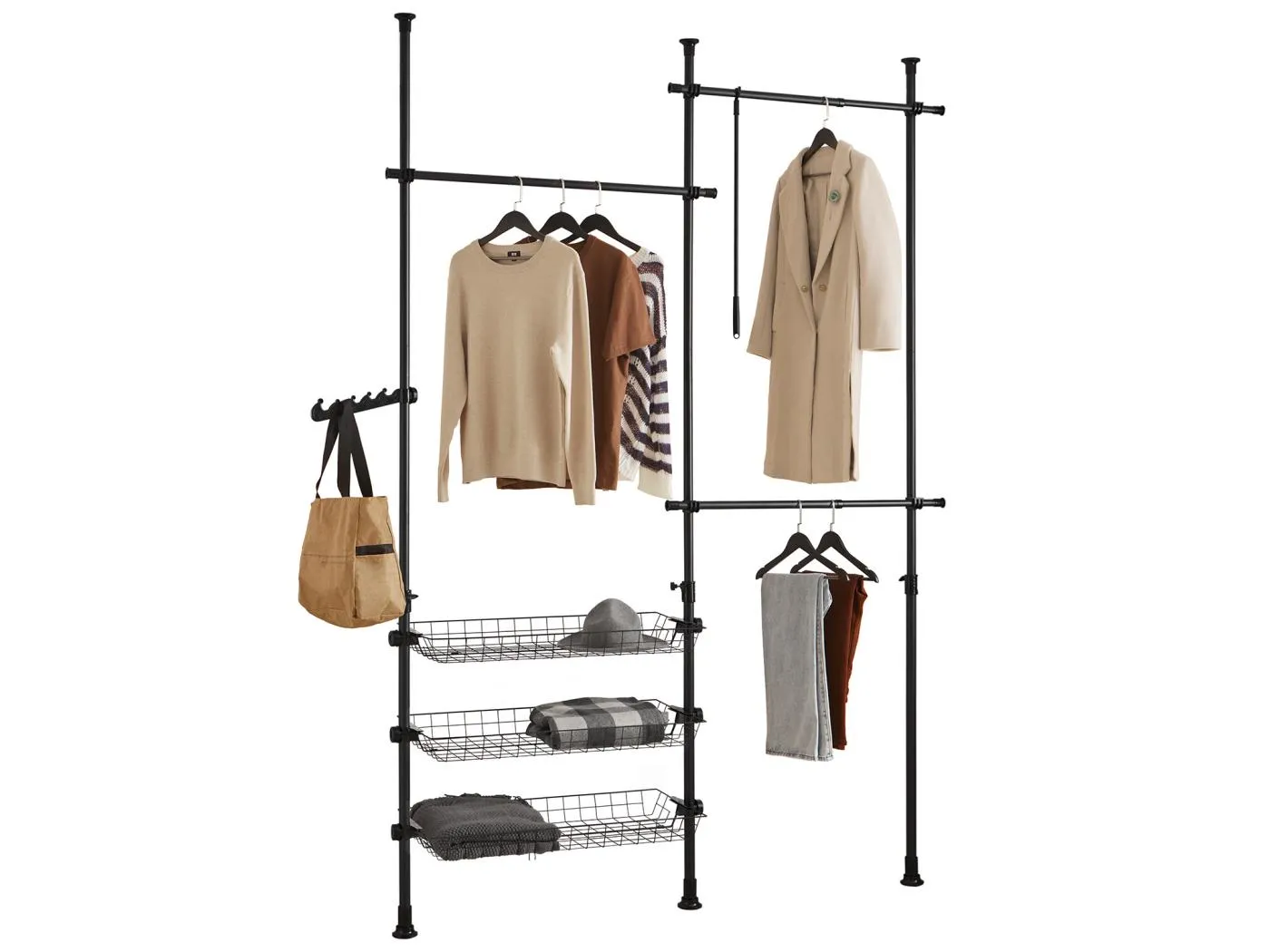 Teleskop Garderoben System FRG34-SCH  198 x 285 x 27 cm cm Schwarz