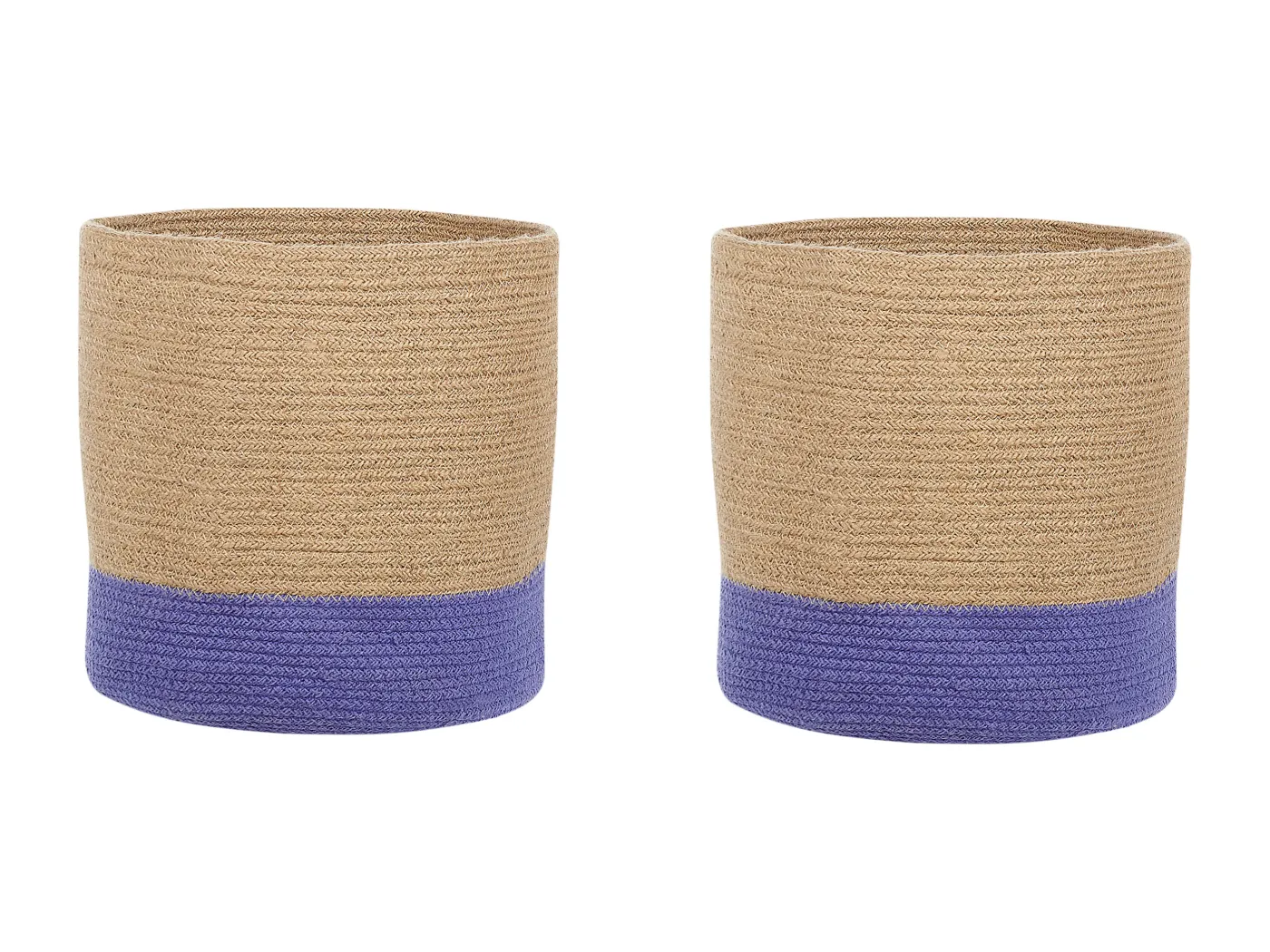Aufbewahrungskörbe aus Jute beige/natürlich/lila rund Boho Stil 2er Set Bulanik
